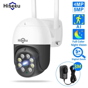 Hiseeu 4MP/5MP PTZ IP-Kamera für Außenbereich Sicherheits-AI Menschenerkennung H.265X Drahtlose WiFi Videoüberwachungska