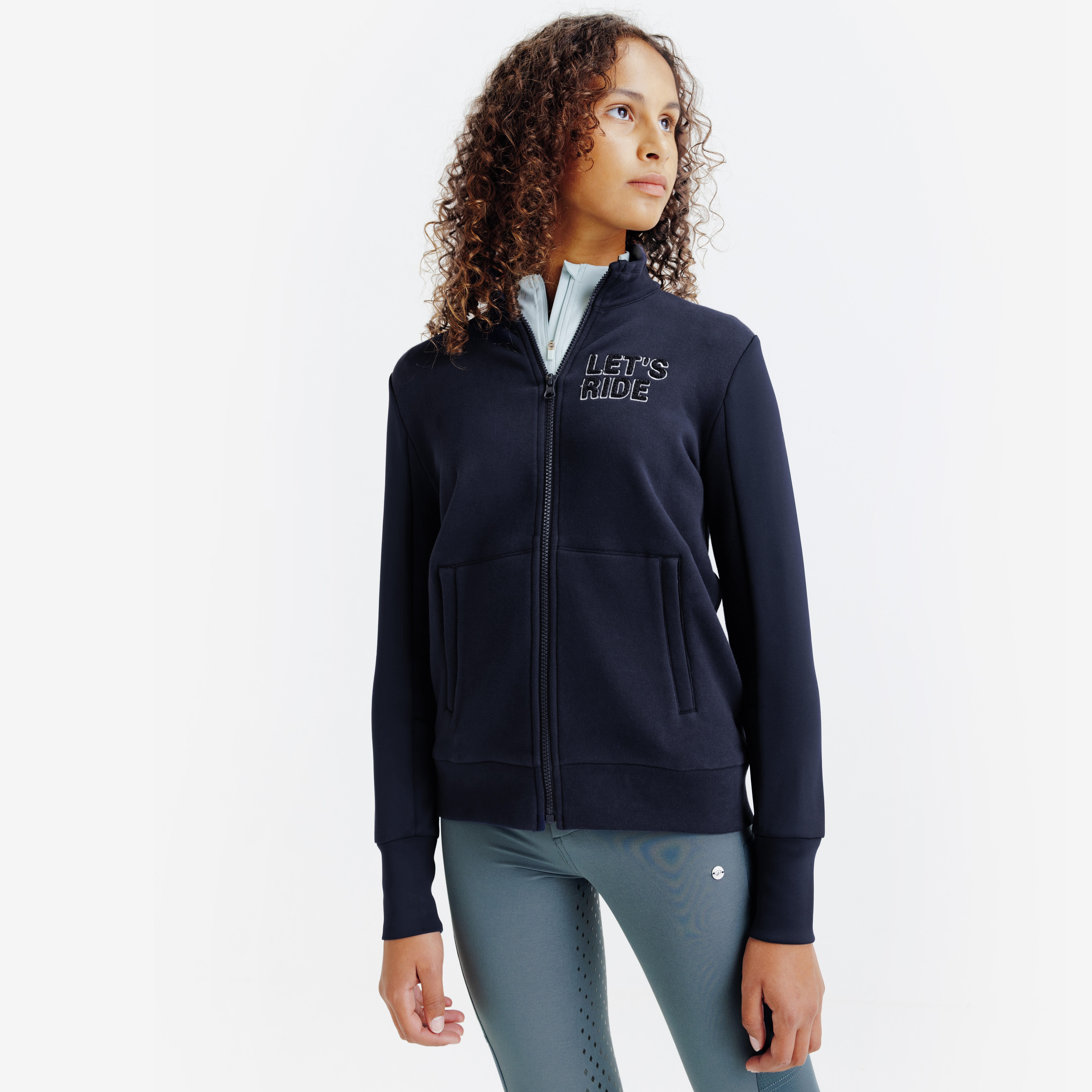 Reit-Sweatjacke 500 Kinder marineblau