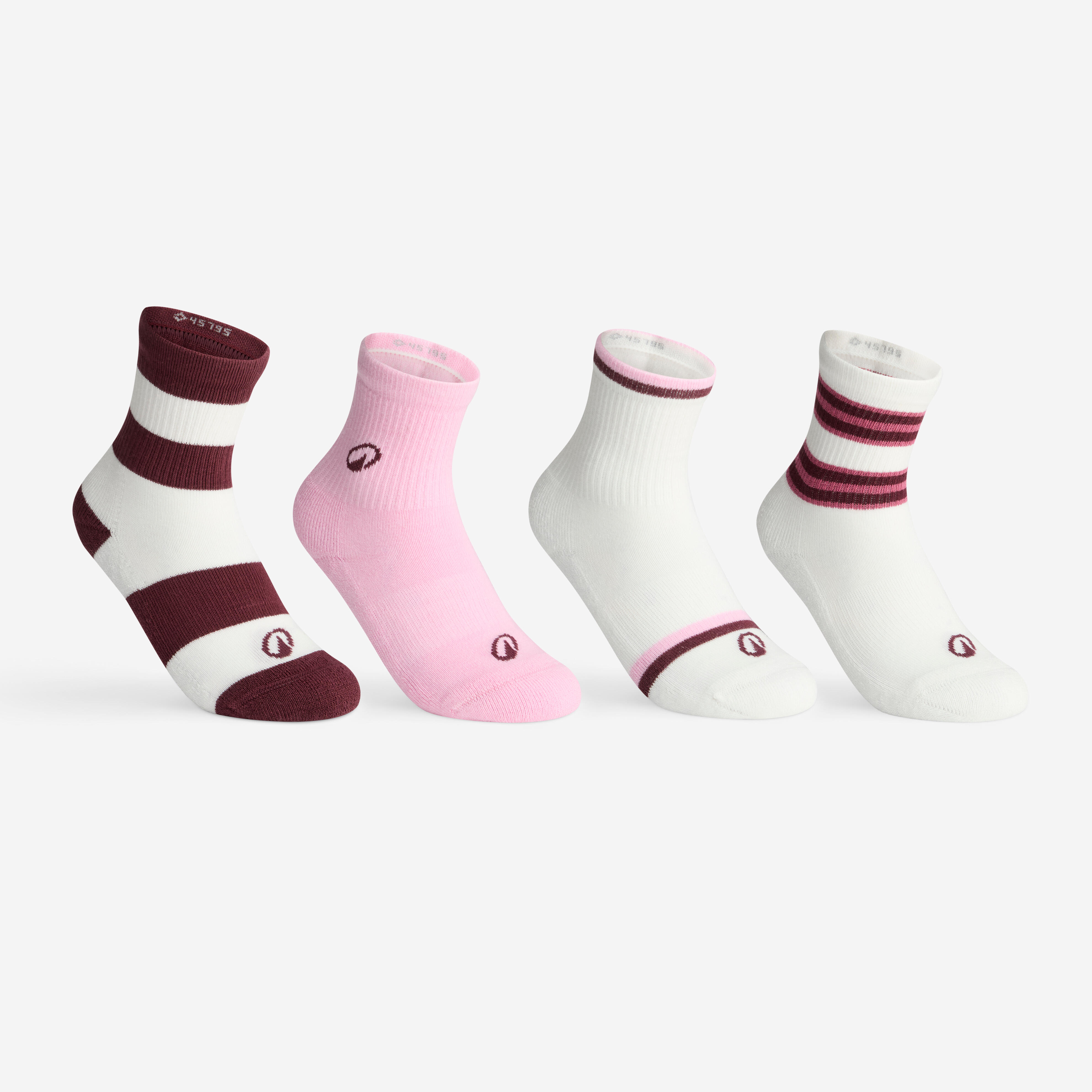 Kinder Tennissocken High 4er Pack – DKT One weiß/rosa