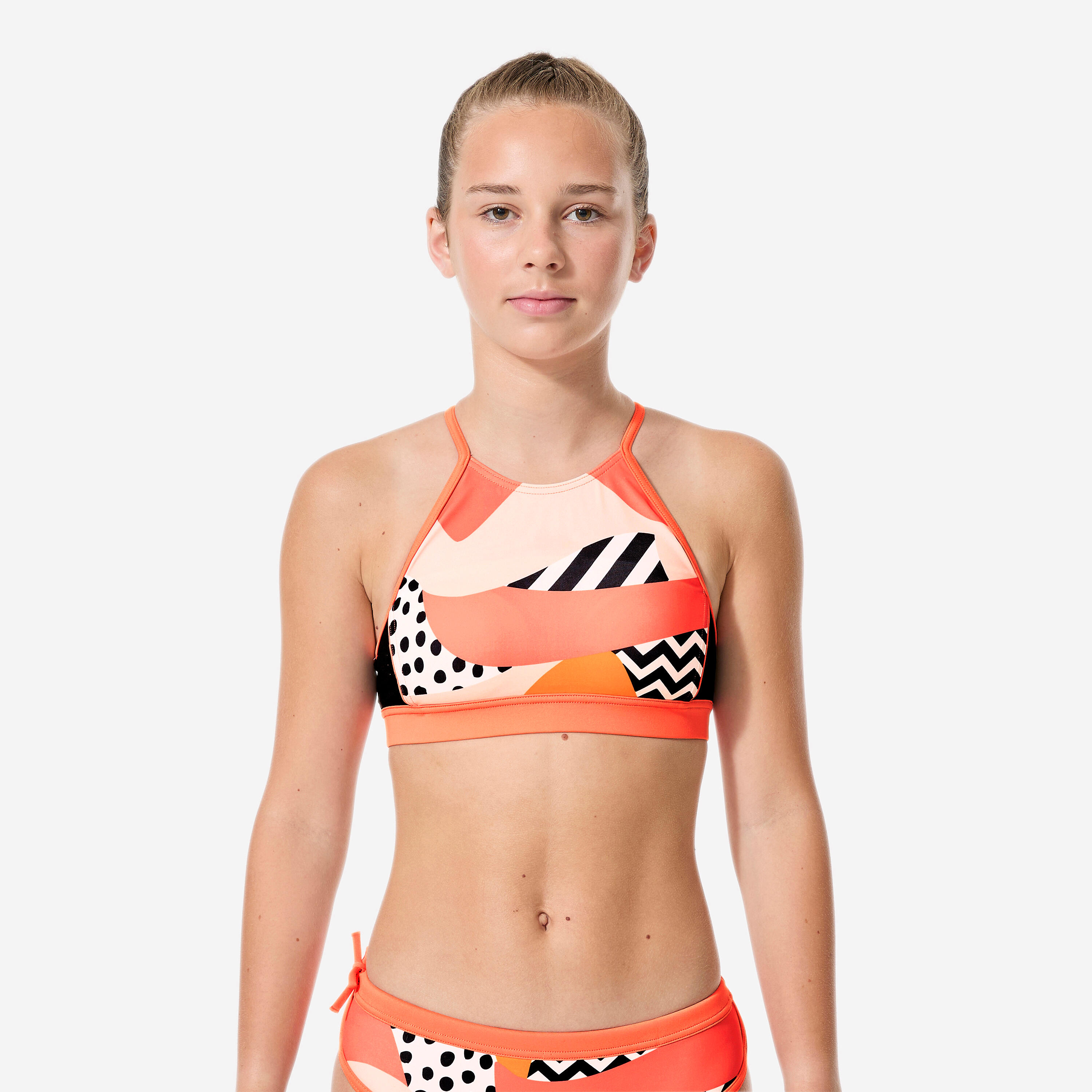 Bikini-Oberteil Surfen Mädchen Bustier 900 Baha Holy orange