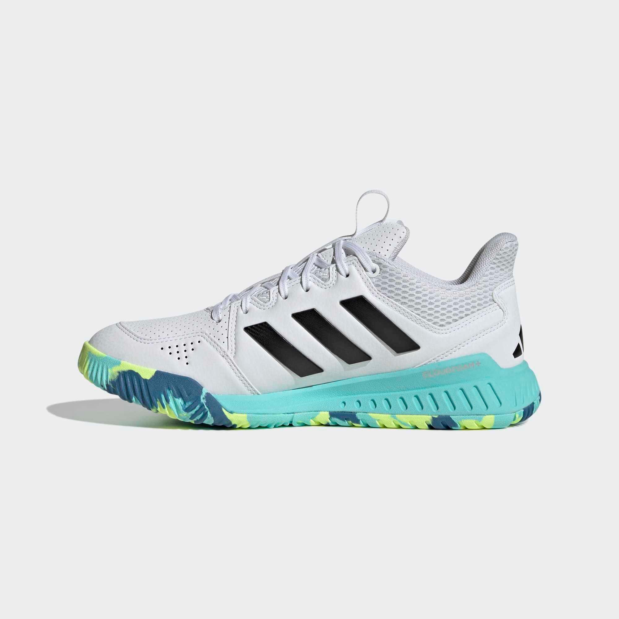 Damen/Herren Handball Hallenschuhe – adidas Court Flight weiß/gelb/blau