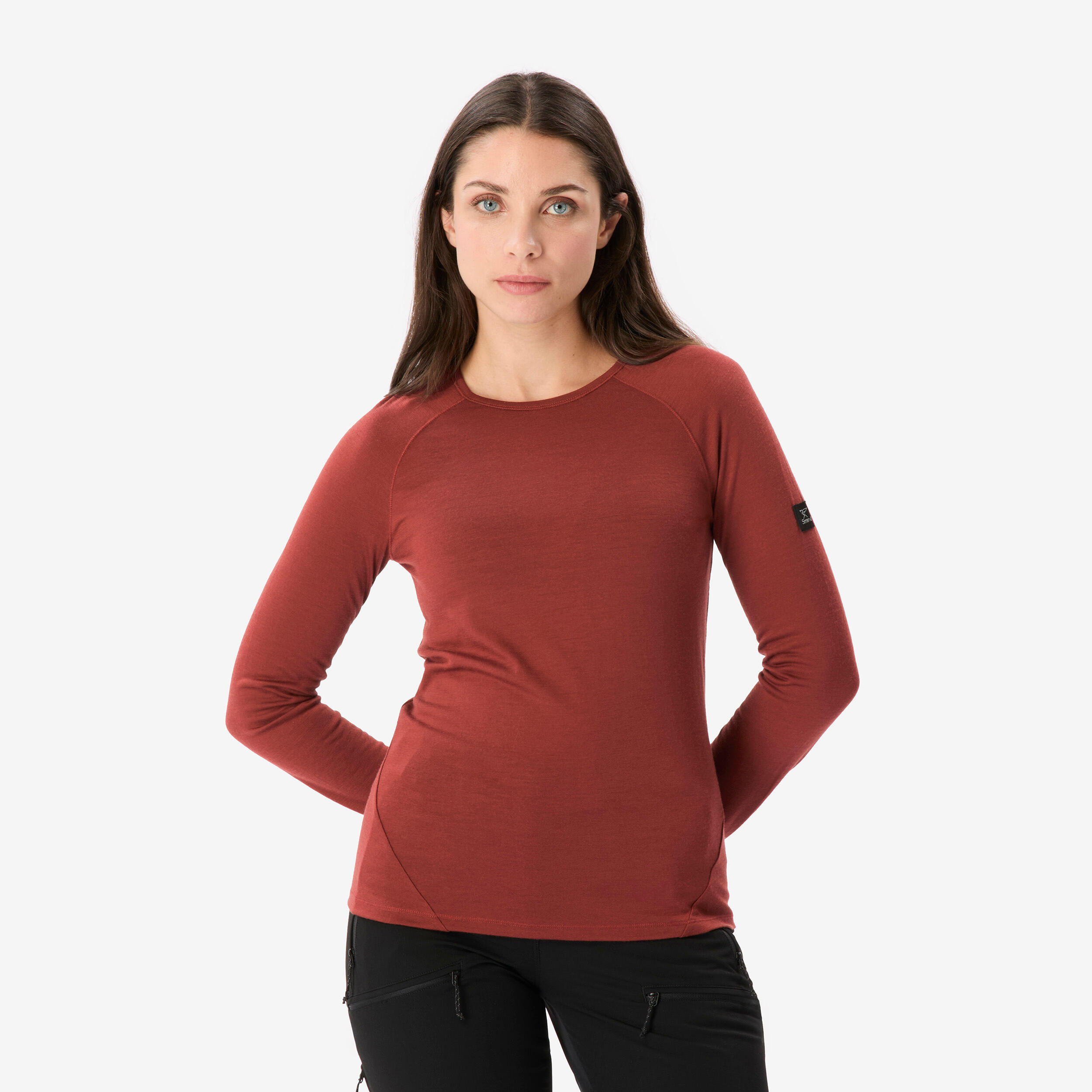 Merino Funktionsshirt Damen langarm 100 % Merino – braun