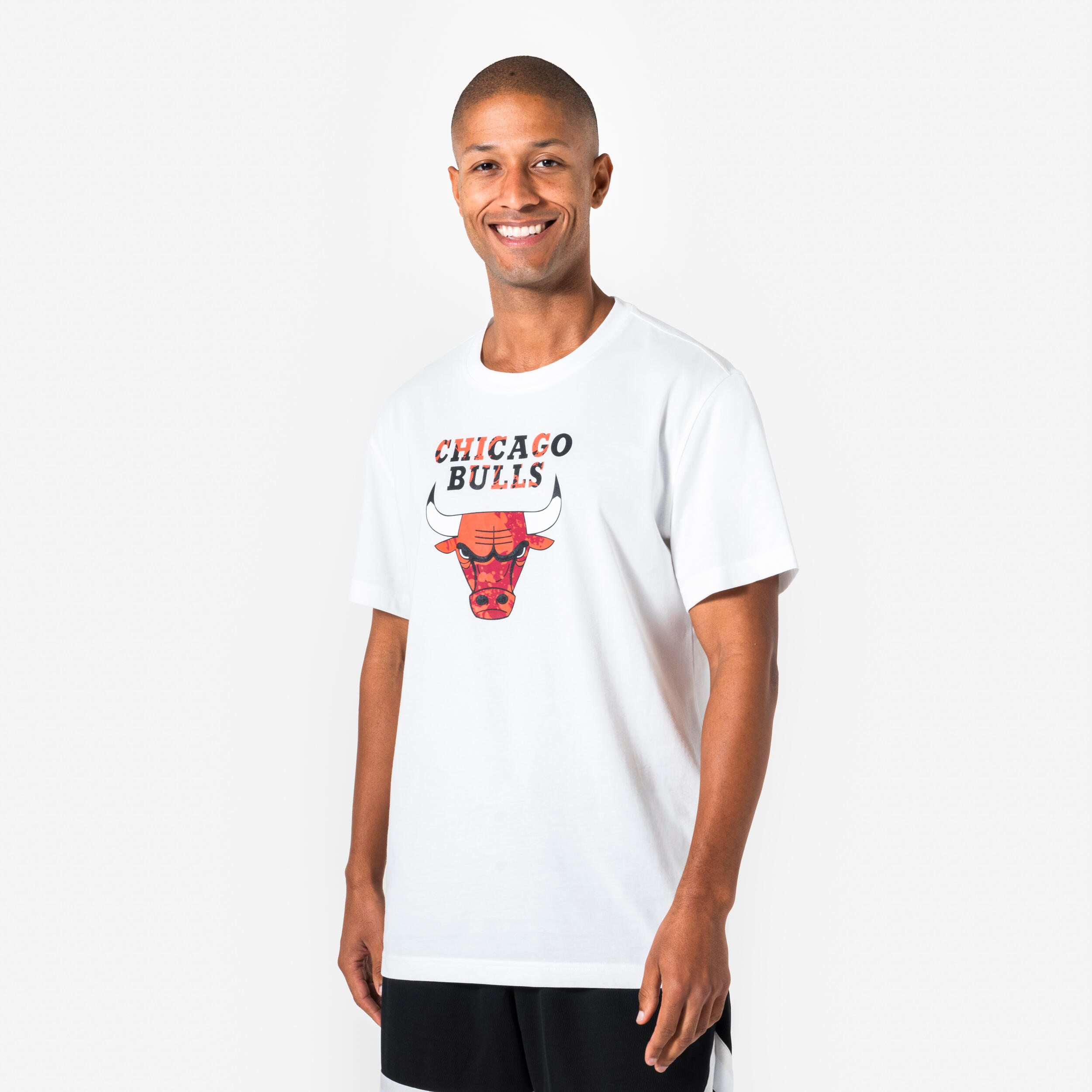 Damen/Herren Basketball T-Shirt NBA Bulls – TS900 weiß