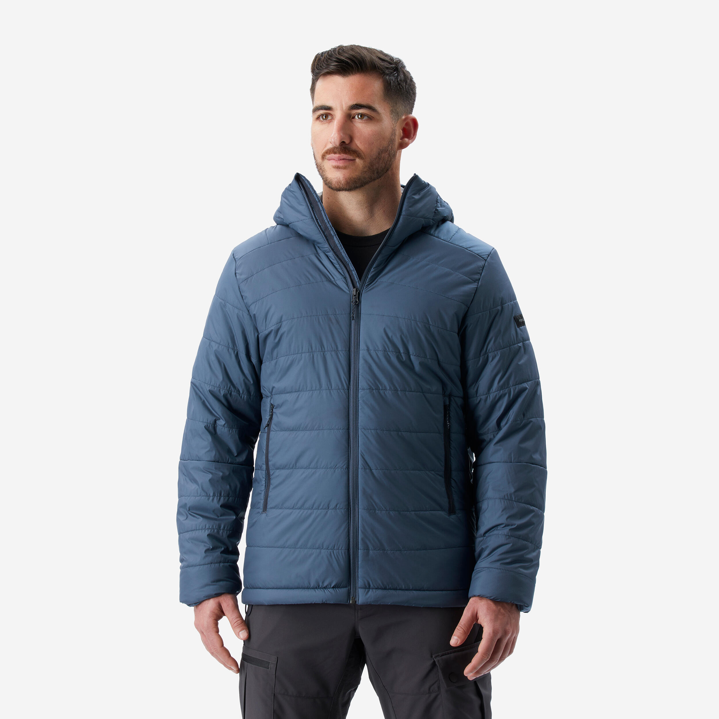 Wattierte Jacke Herren bis -5 °C Kapuze Trekking – MT100 blau