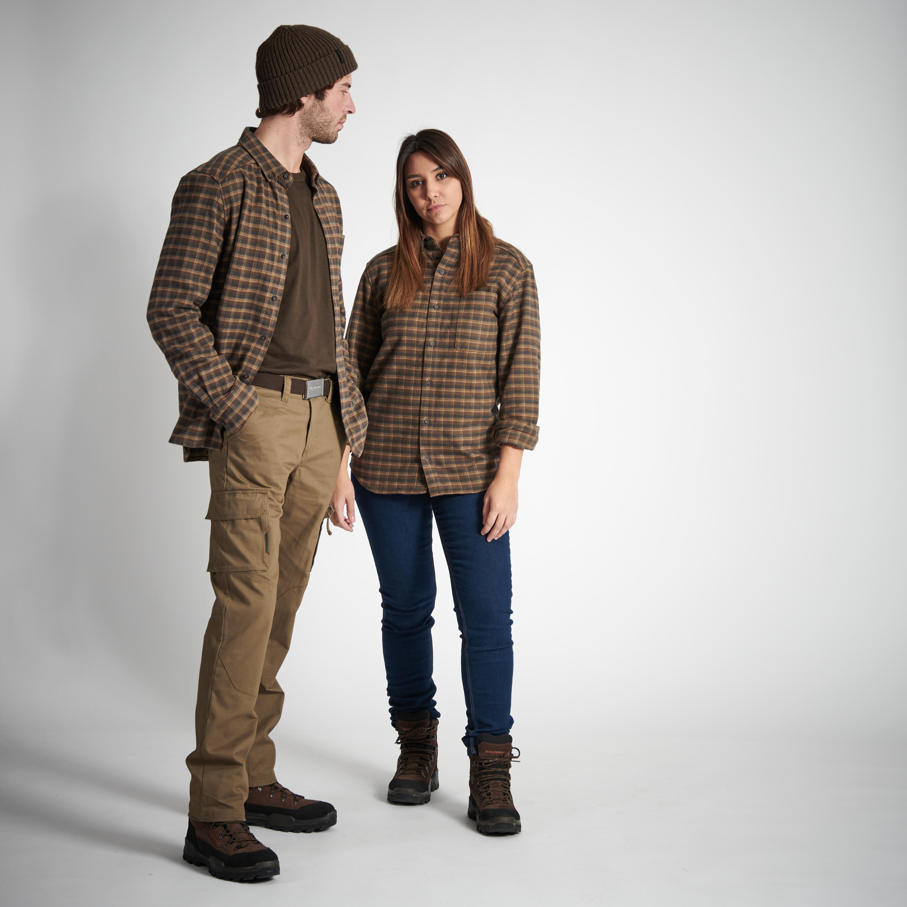 Outdoorhemd 100 Flanell braun