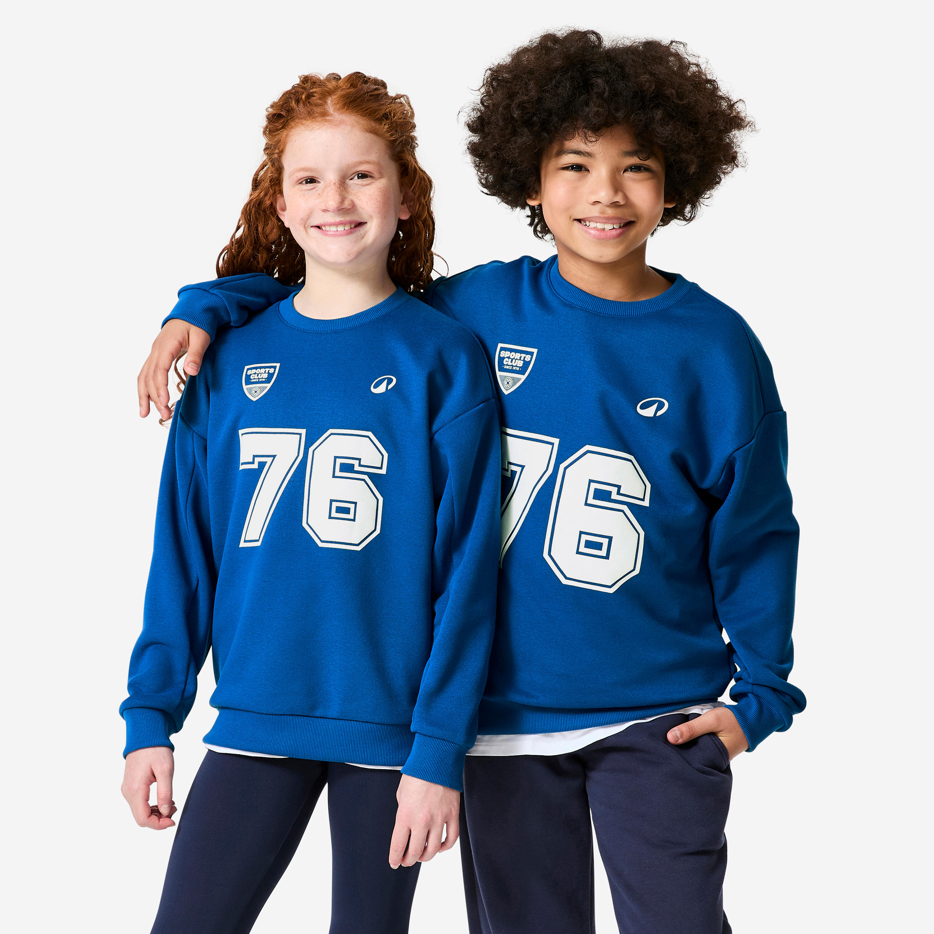 Sweatshirt Kinder Fleece Rundhalsausschnitt – bedruckt blau