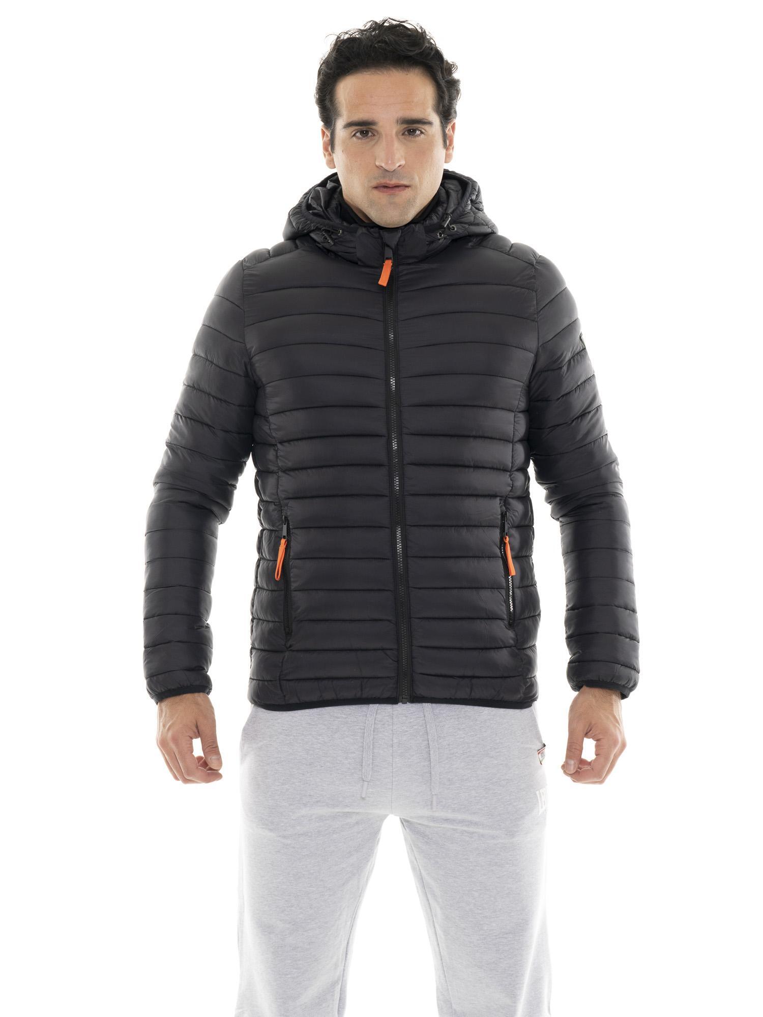 „Basic“ Herren-Winter-Daunenjacke mit Reißverschluss und Kapuze