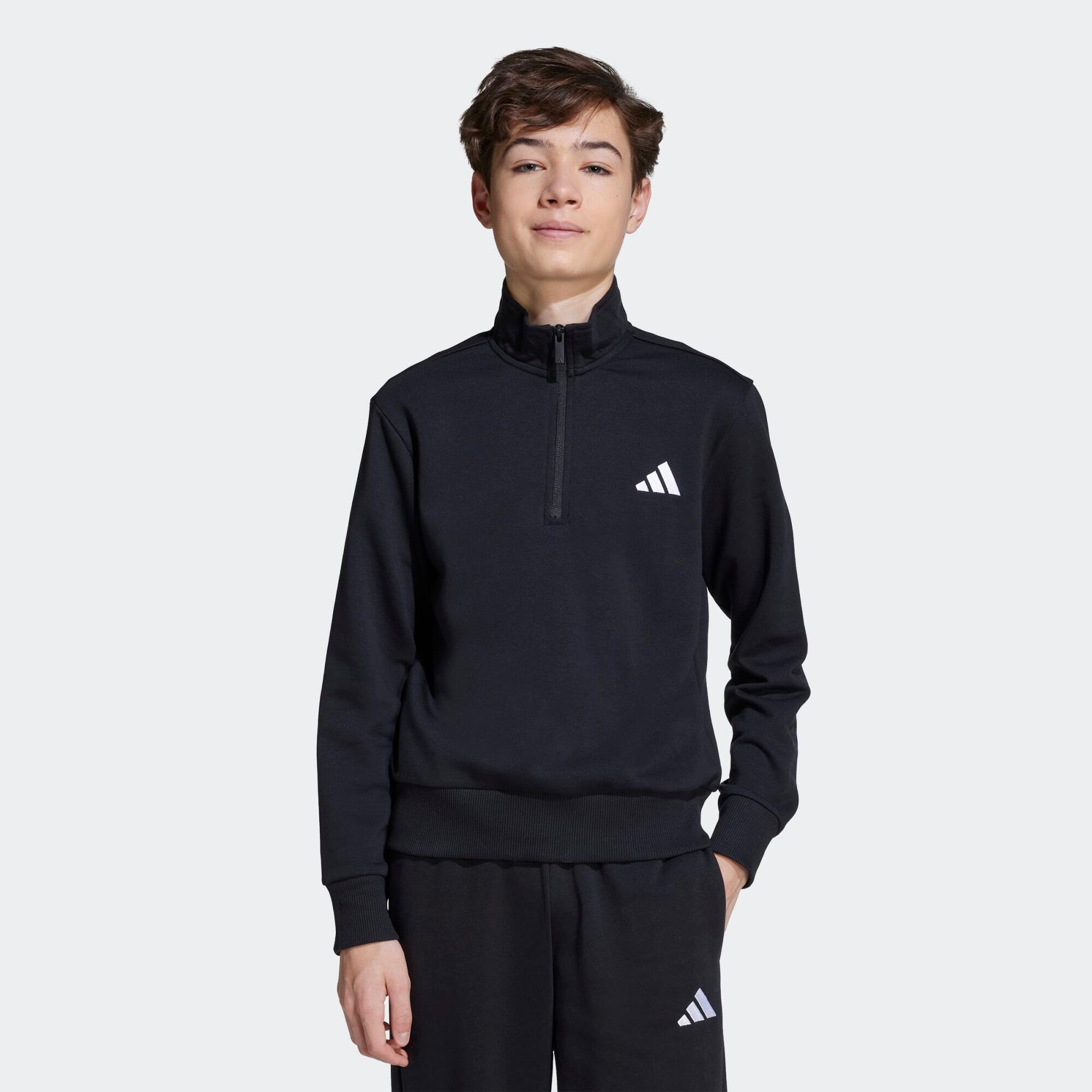 Sweatshirt Kinder halber Reißverschluss – schwarz