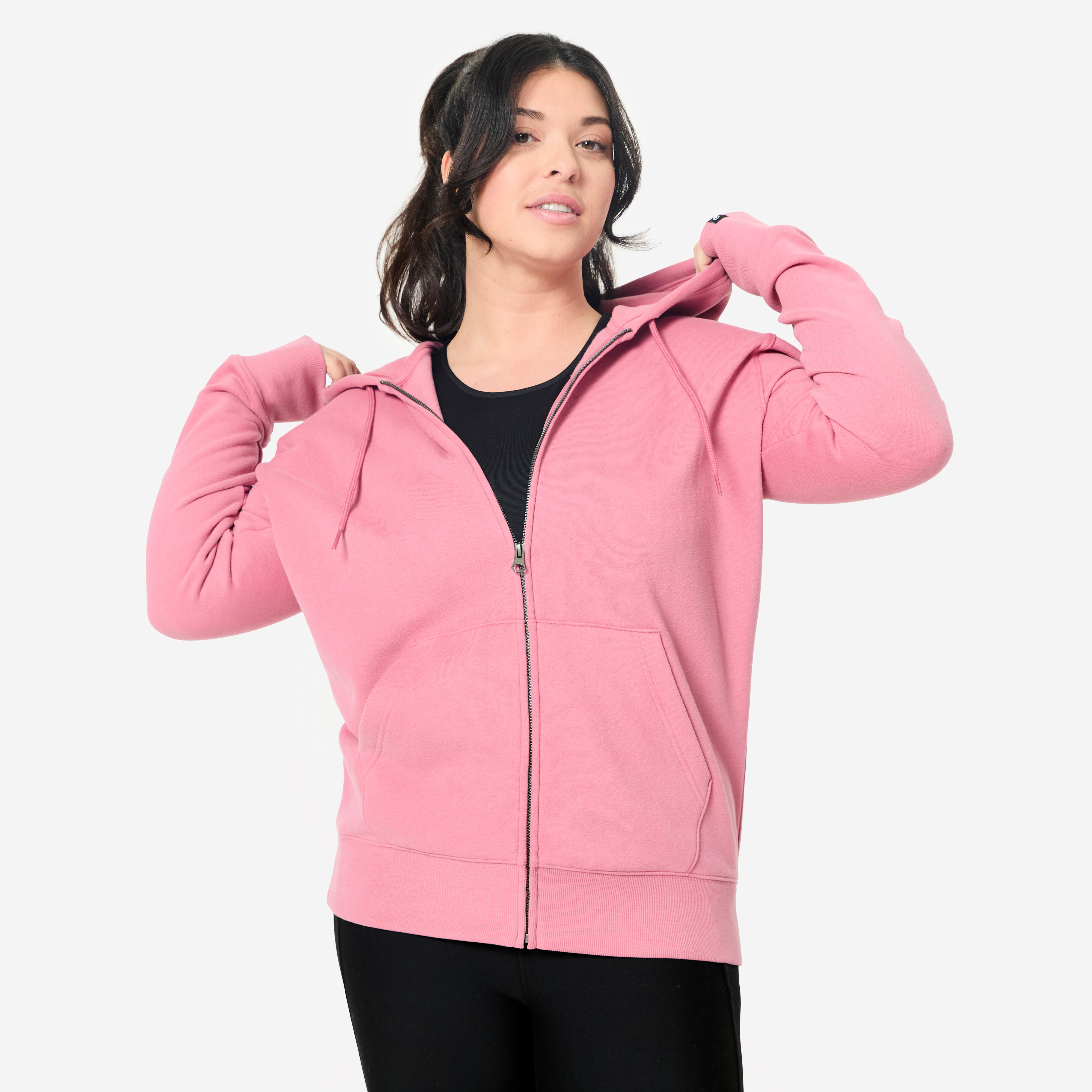 Kapuzenjacke Damen Sweatshirtstoff – altrosa
