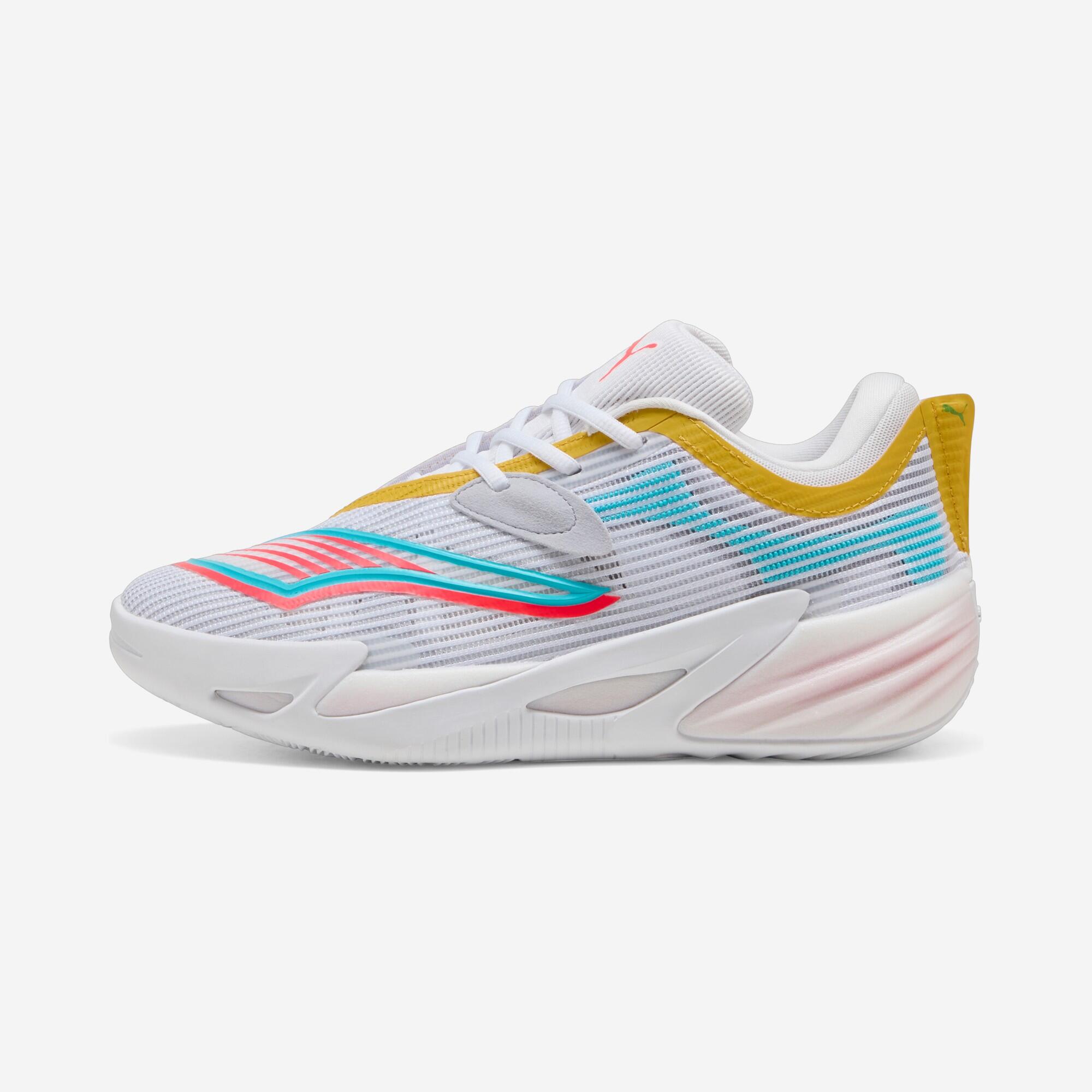 Damen/Herren Basketball Schuhe – Puma All-Pro Nitro 2 weiß/sunblaze