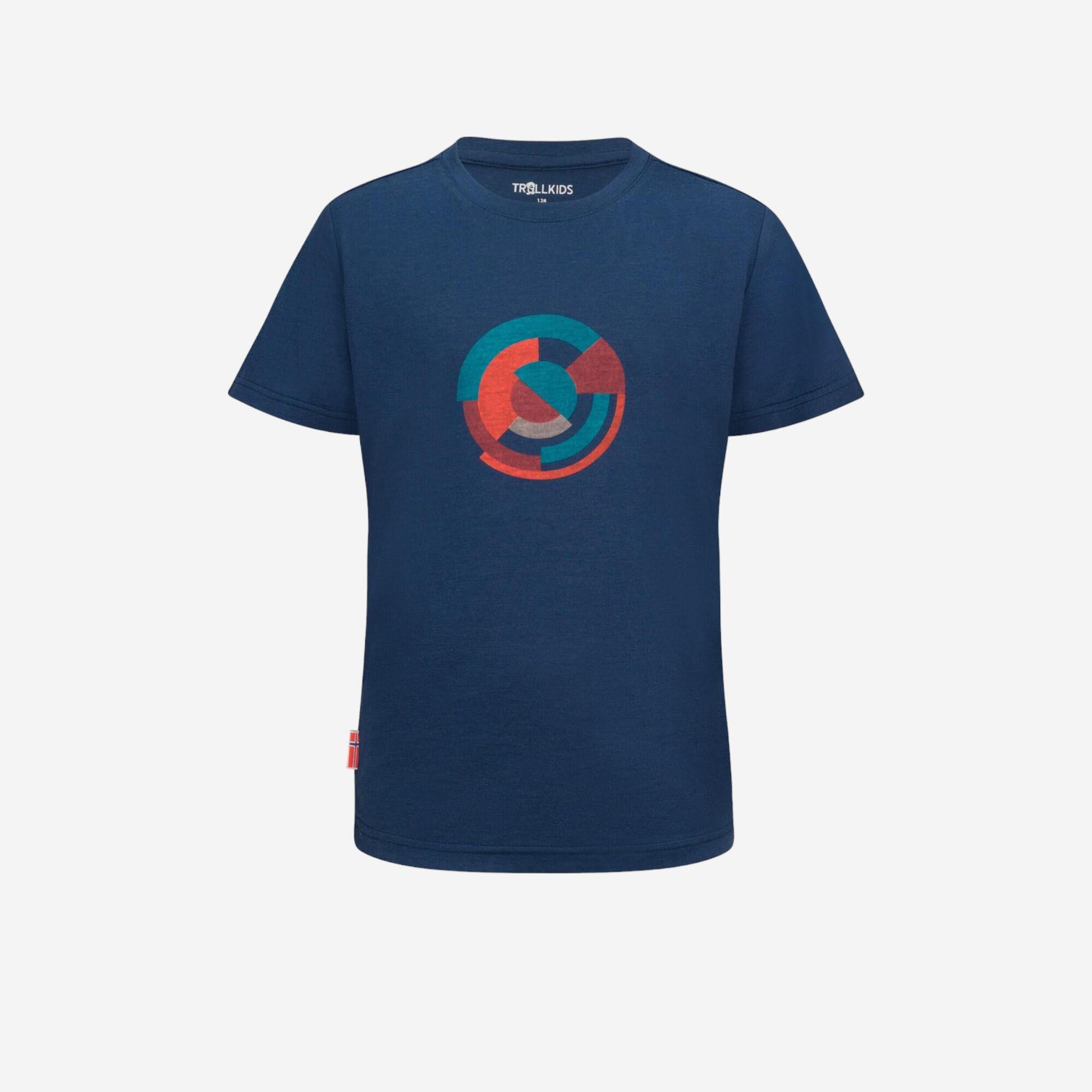 Trollkids Merinoshirt Kinder Jungen kurzarm – Sandefjord blau