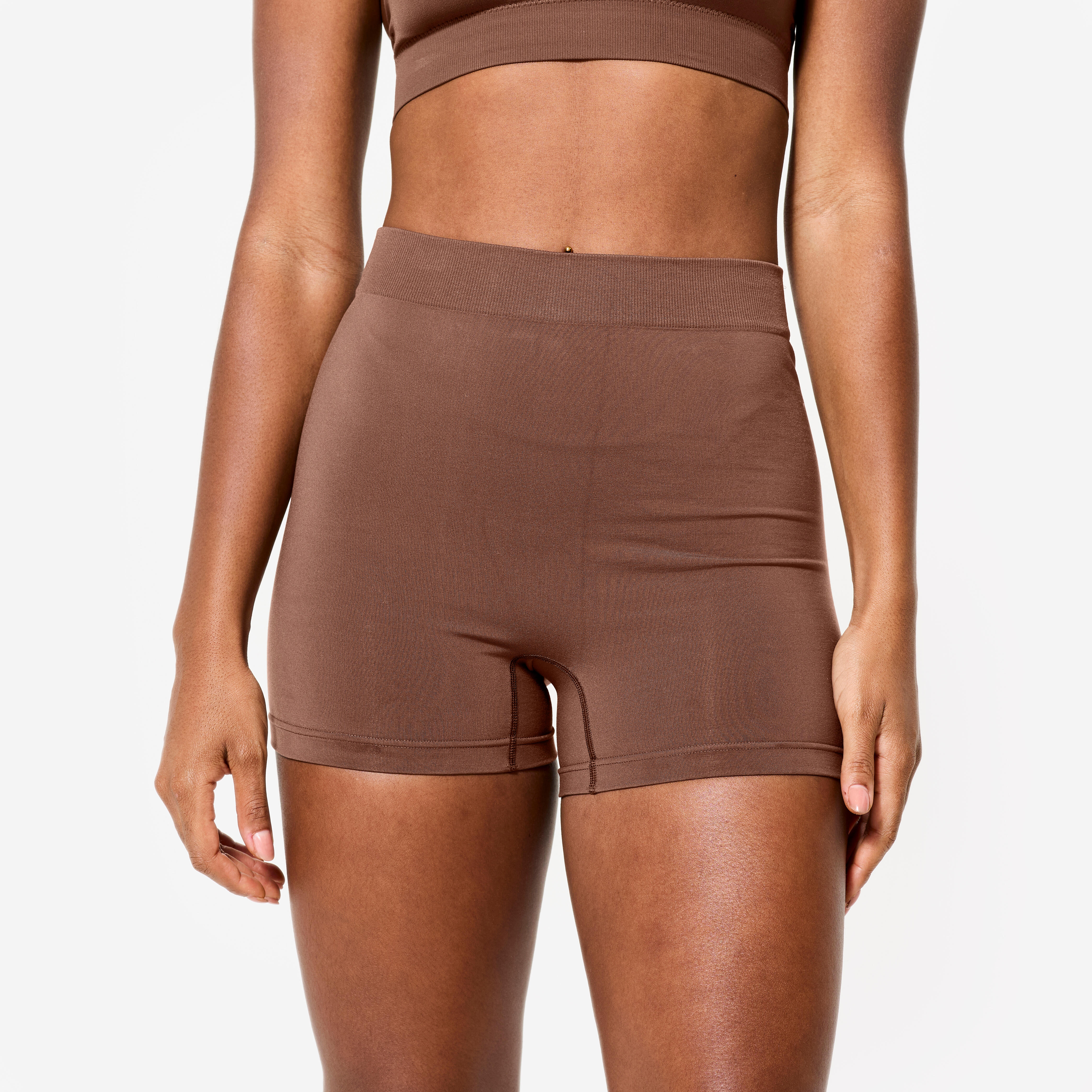 Tanzshorts Damen hoher Taillenbund – dunkelbraun