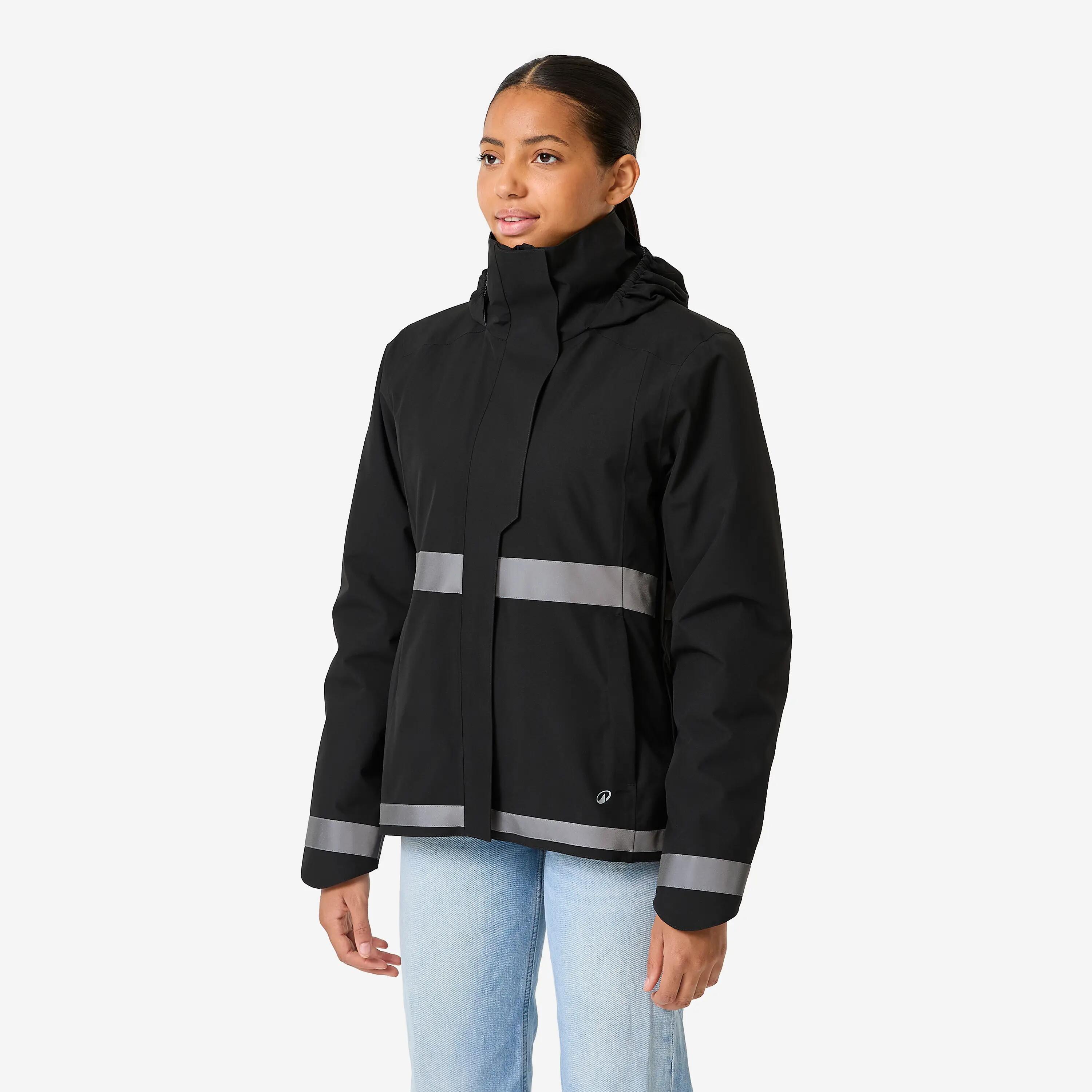 Fahrrad-Regenjacke City 540 Sichtbarkeit bei Nacht Damen schwarz