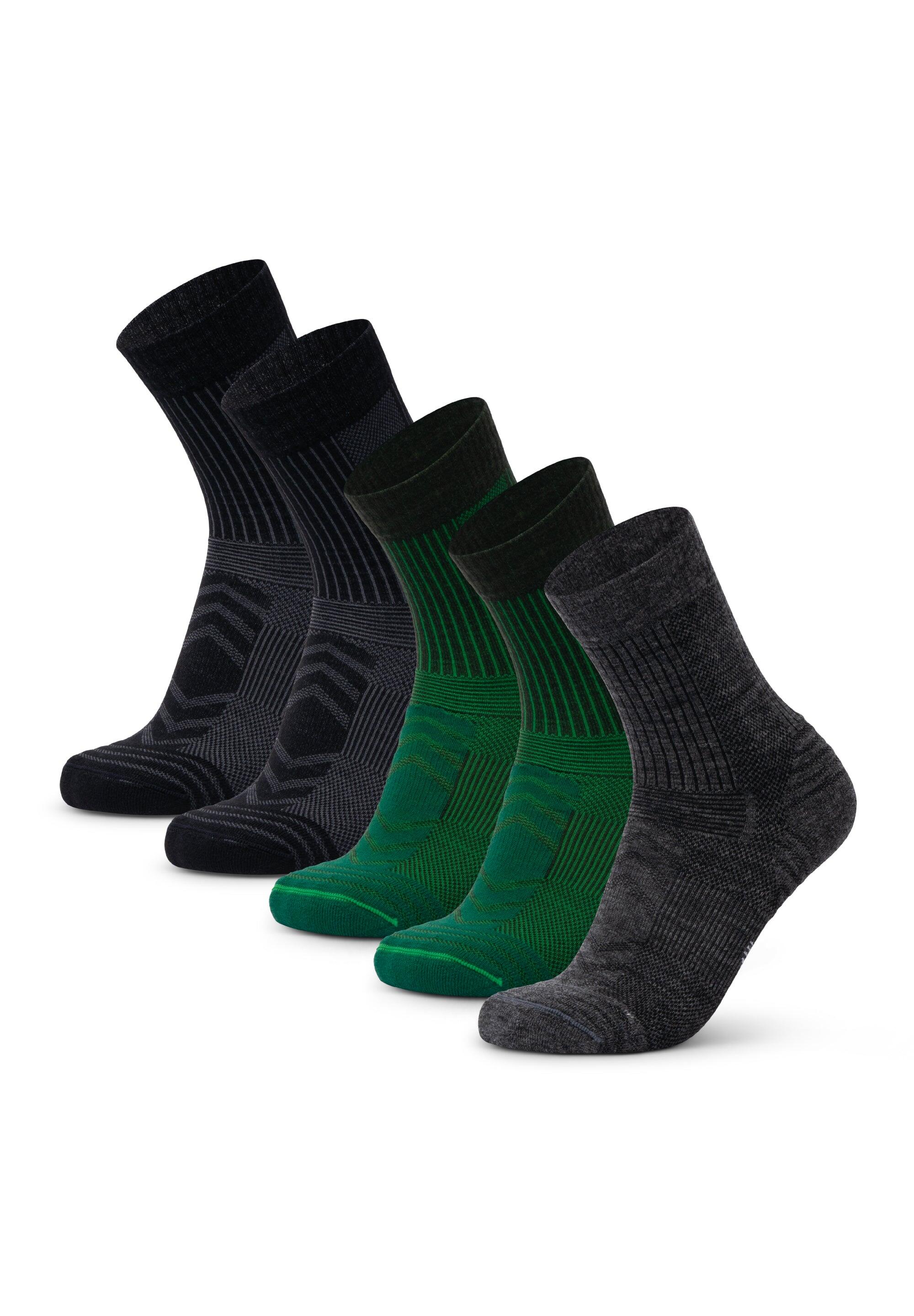 Wandersocken 5er Pack Leicht Merinowolle Atmungsaktiv Warm