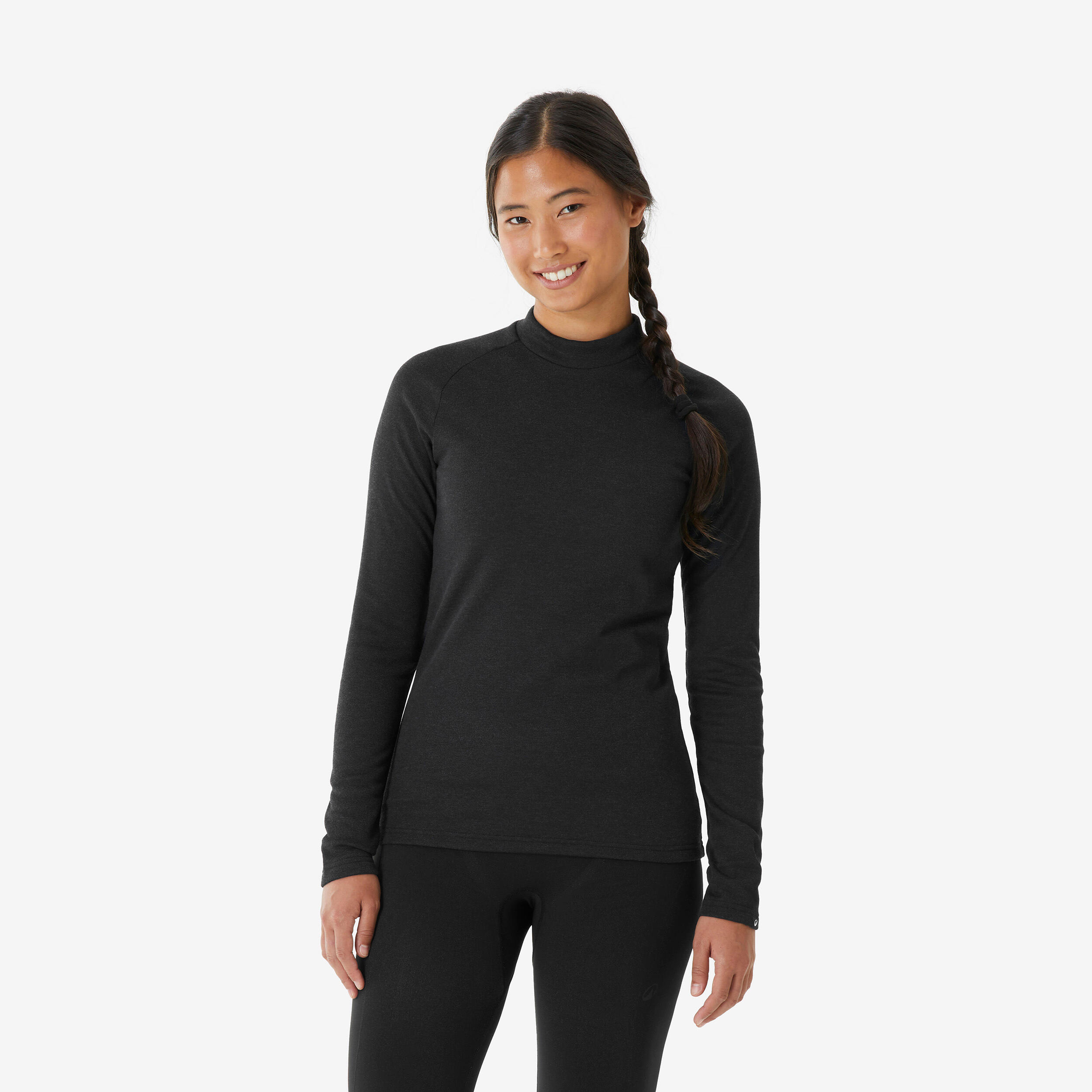 Skiunterwäsche Funktionsshirt Damen warm bequem – BL 100 schwarz