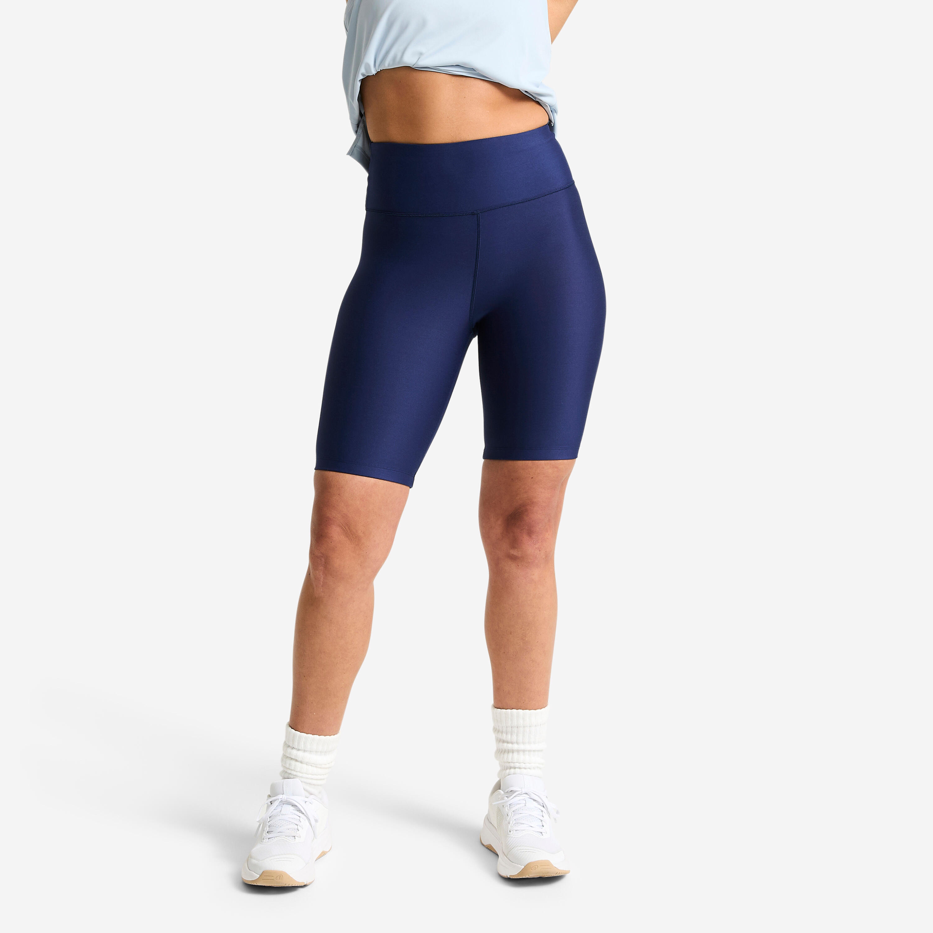Radlerhose Damen hoher Taillenbund – marineblau