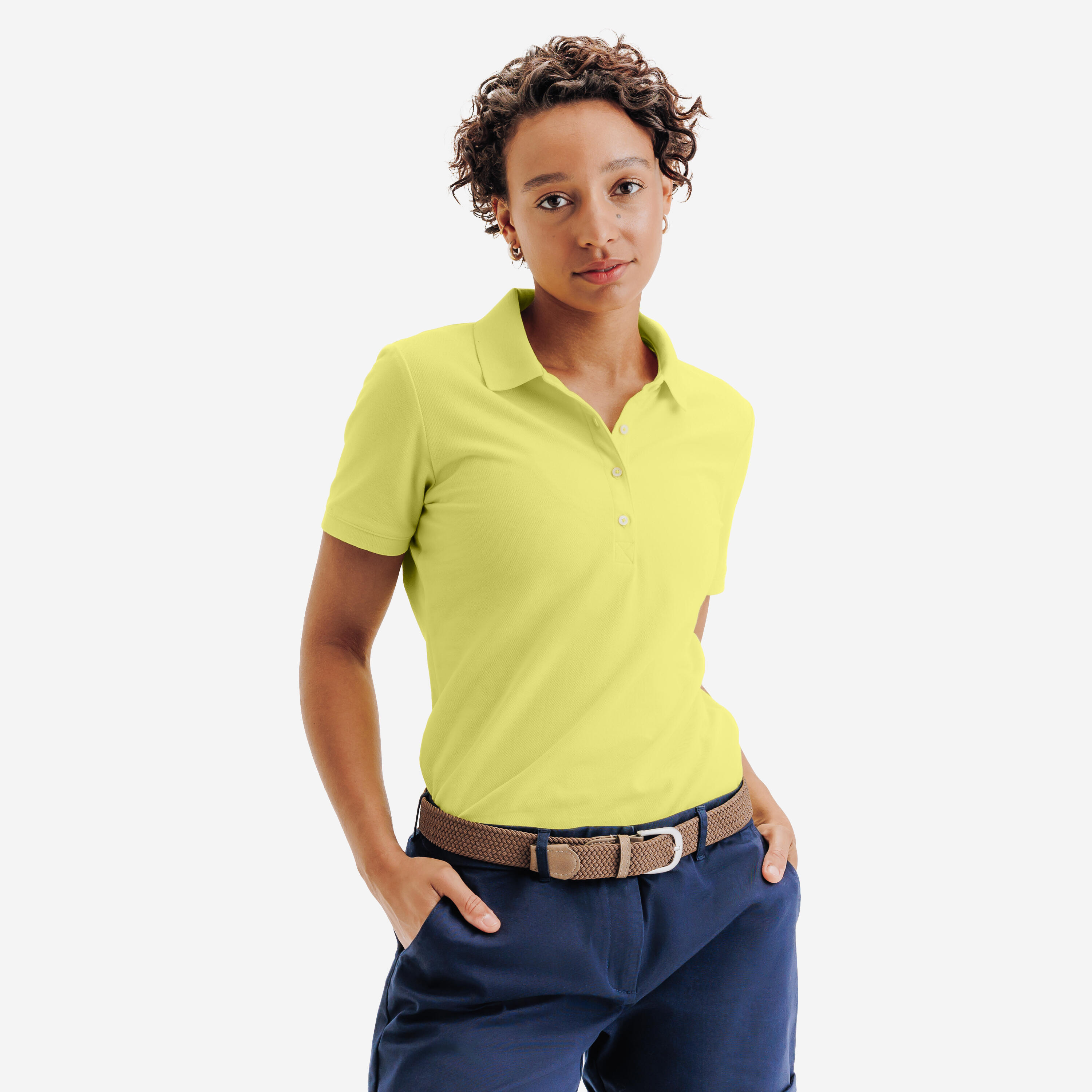 Damen Golf Poloshirt kurzarm – MW500 gelb