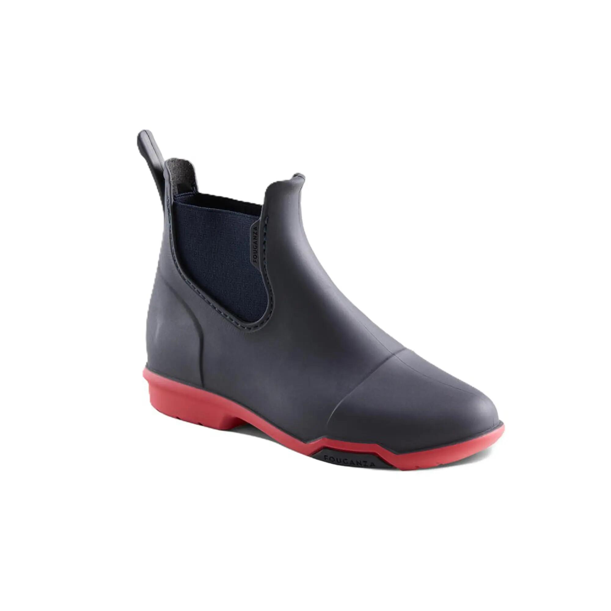 Reitstiefeletten 100 gummi Kinder marineblau/rosa