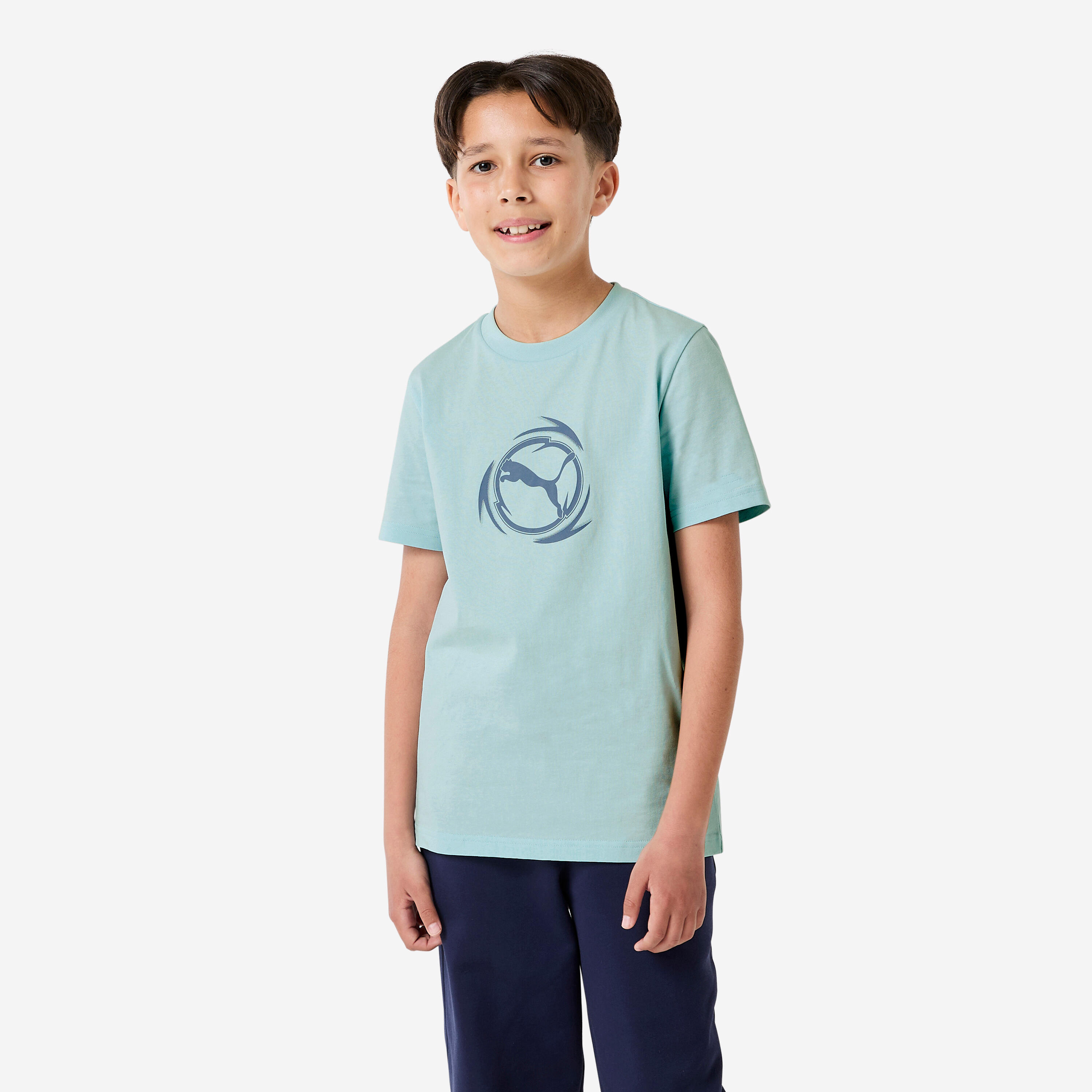 T-Shirt Kinder Baumwolle – Print hellblau