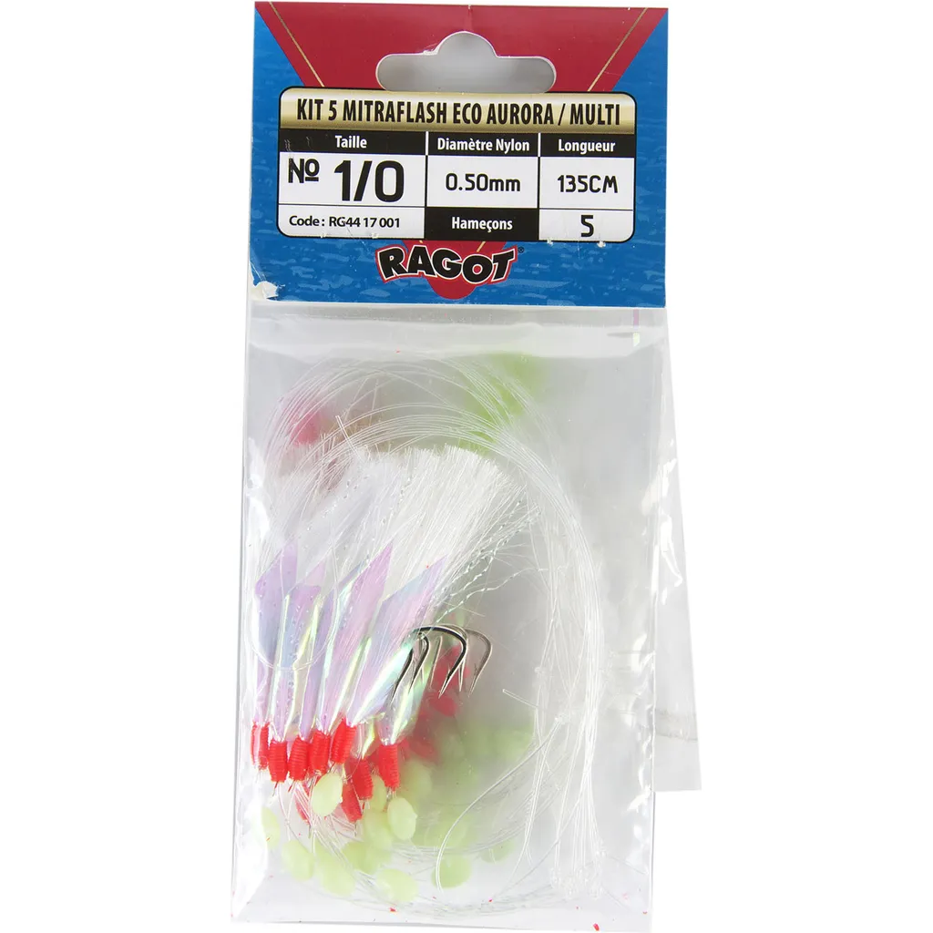 Ragot Kit 5 Mitraflash Eco Aurora Meeresvorfach 20g 135cm 0,50mm
