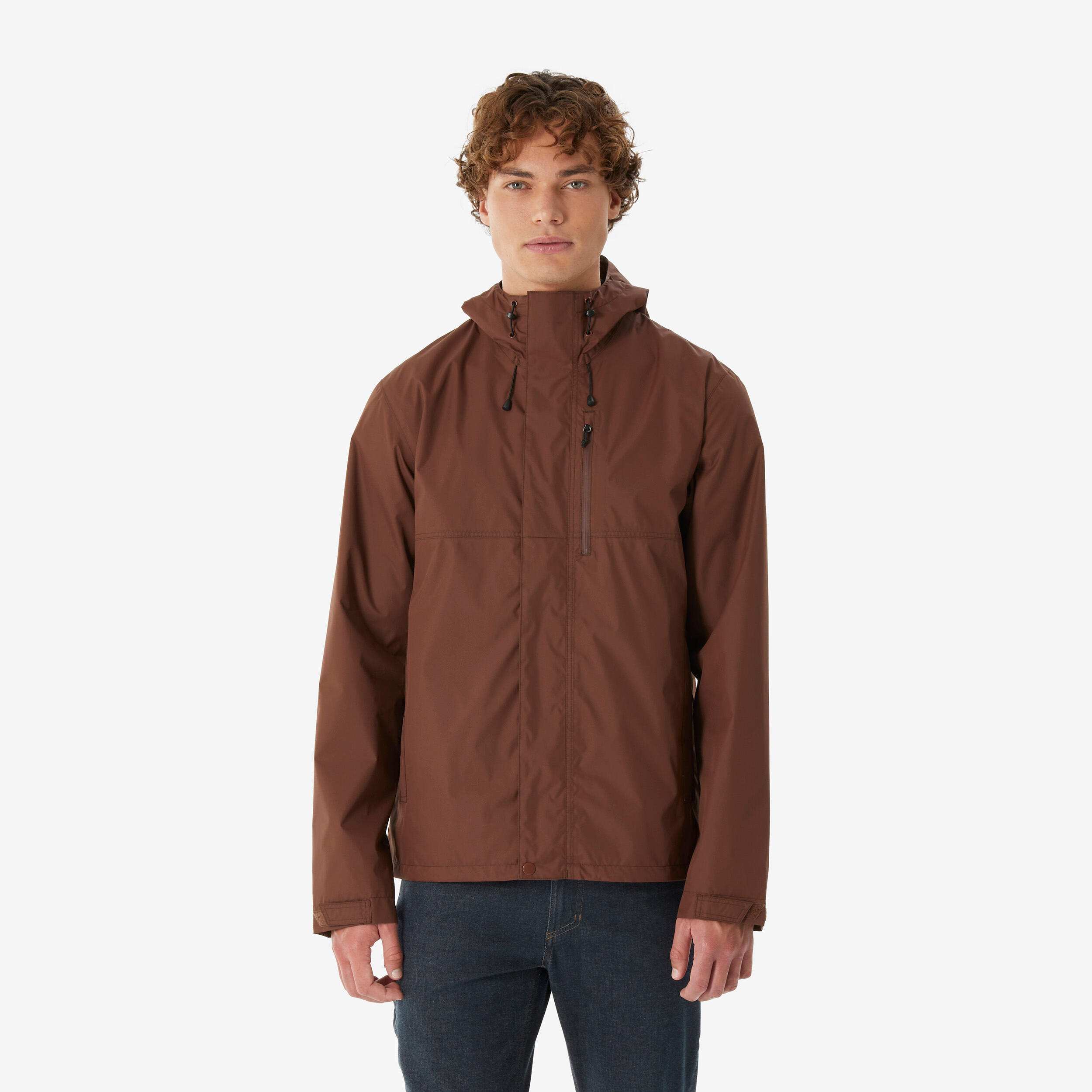 Regenjacke Herren wasserdicht Wandern – NH500 braun