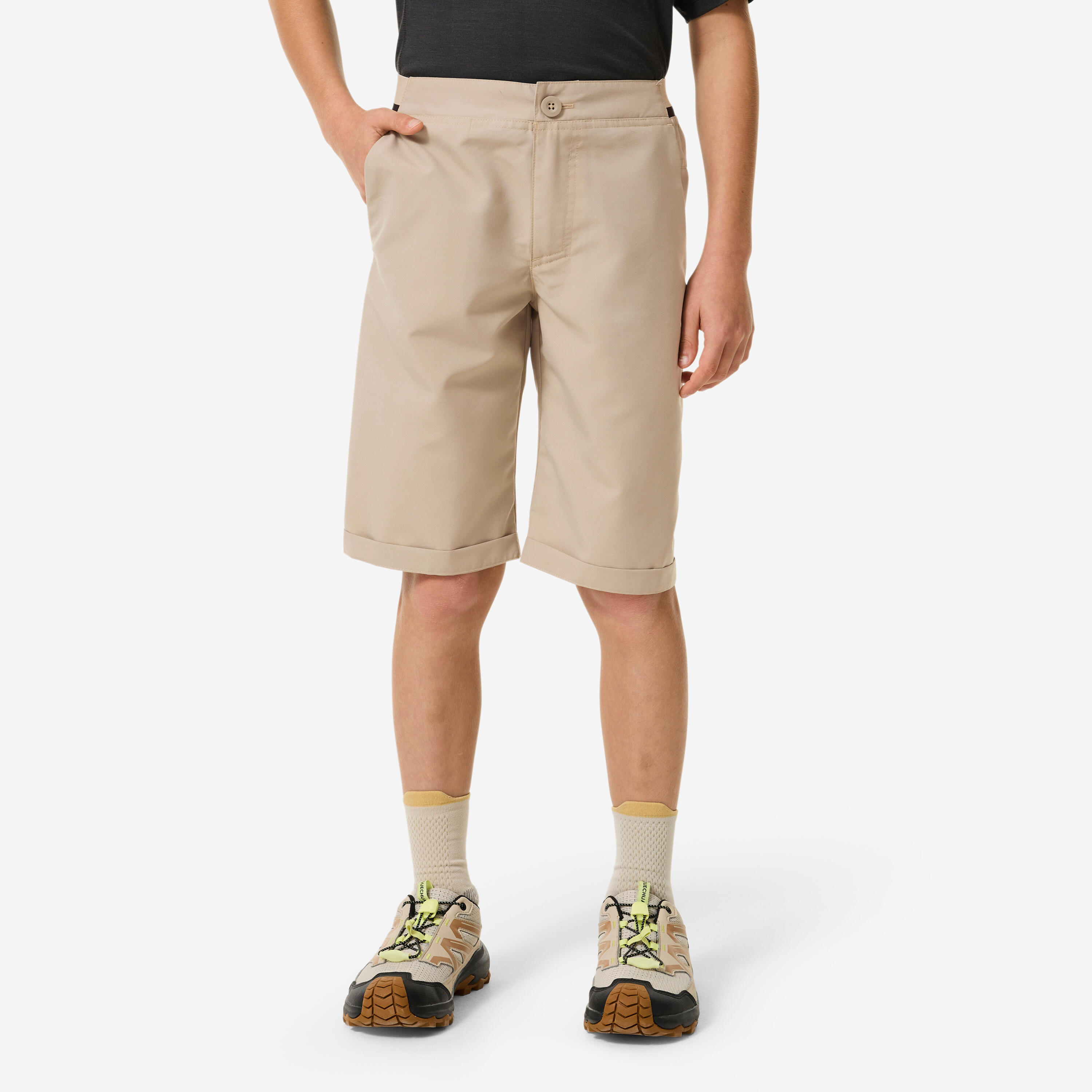 Wandershorts Kinder wasserdicht Wandern – MH100 beige