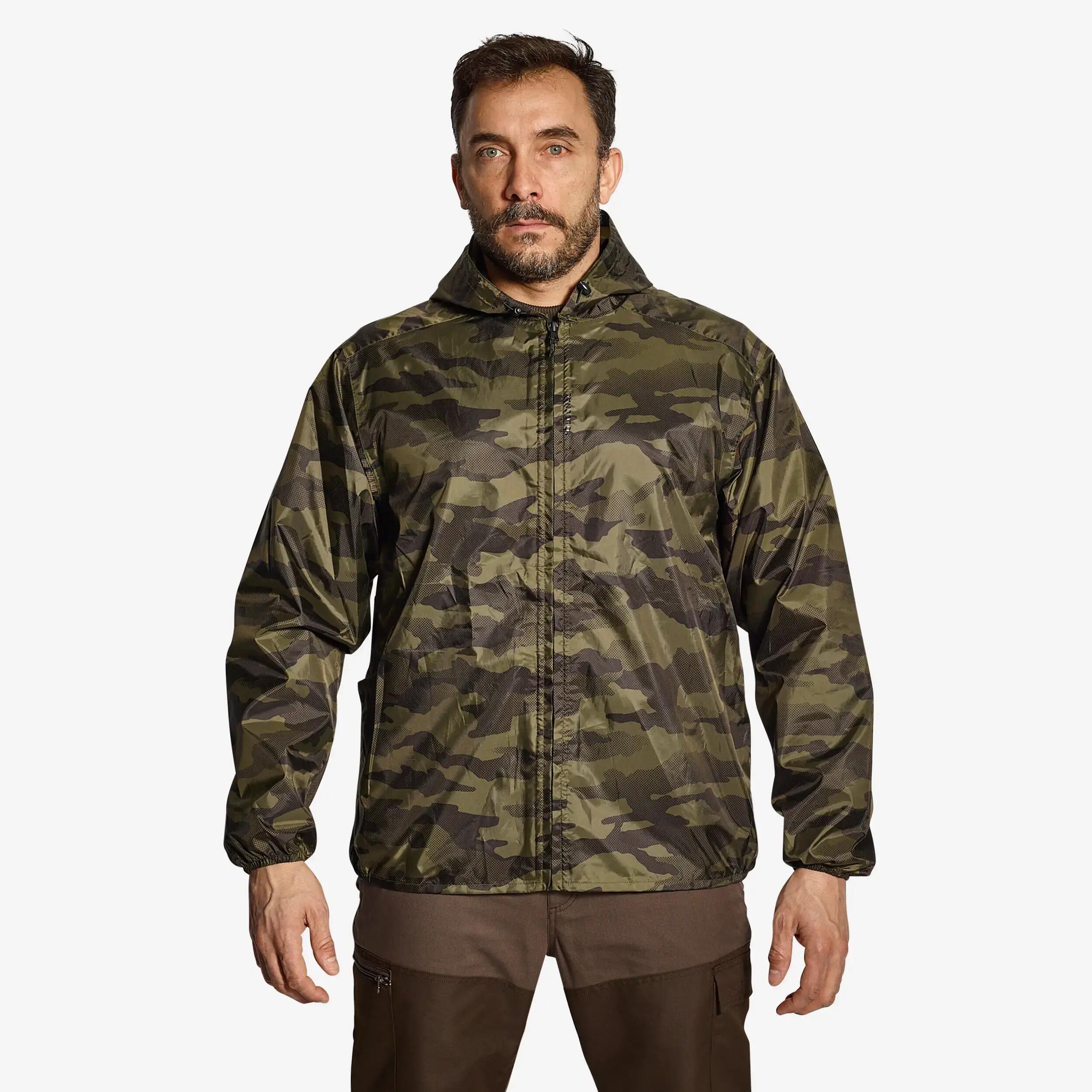 Regenjacke 100 leicht camouflage grün