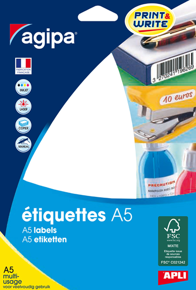 agipa Universal-Etiketten, 210 x 148 mm, weiß