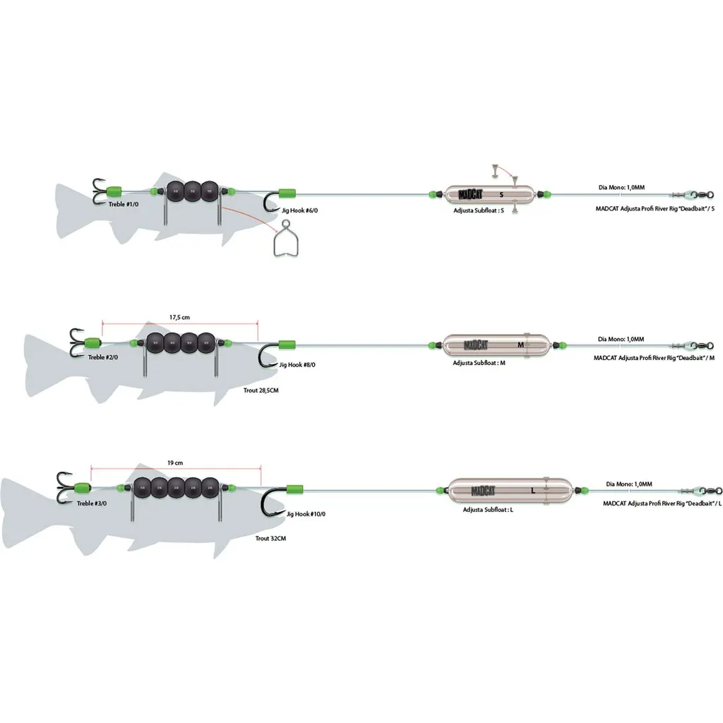 Madcat Adjusta Profi River Rig Deadbait 180cm #2/0+#8/0