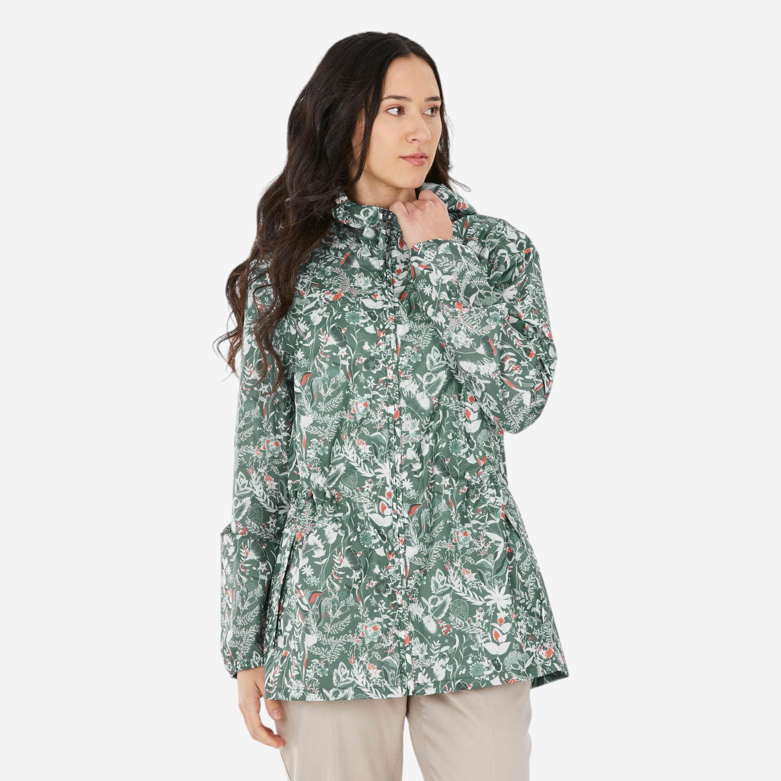 Regenjacke Damen wasserabweisend winddicht Wandern – Raincut Full Zip grün
