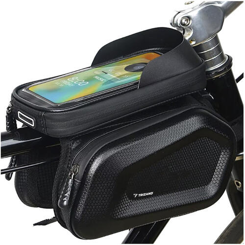 Fahrradtasche, wasserdicht, Rahmentasche mit Handyhalter, schwarz, 2 Liter