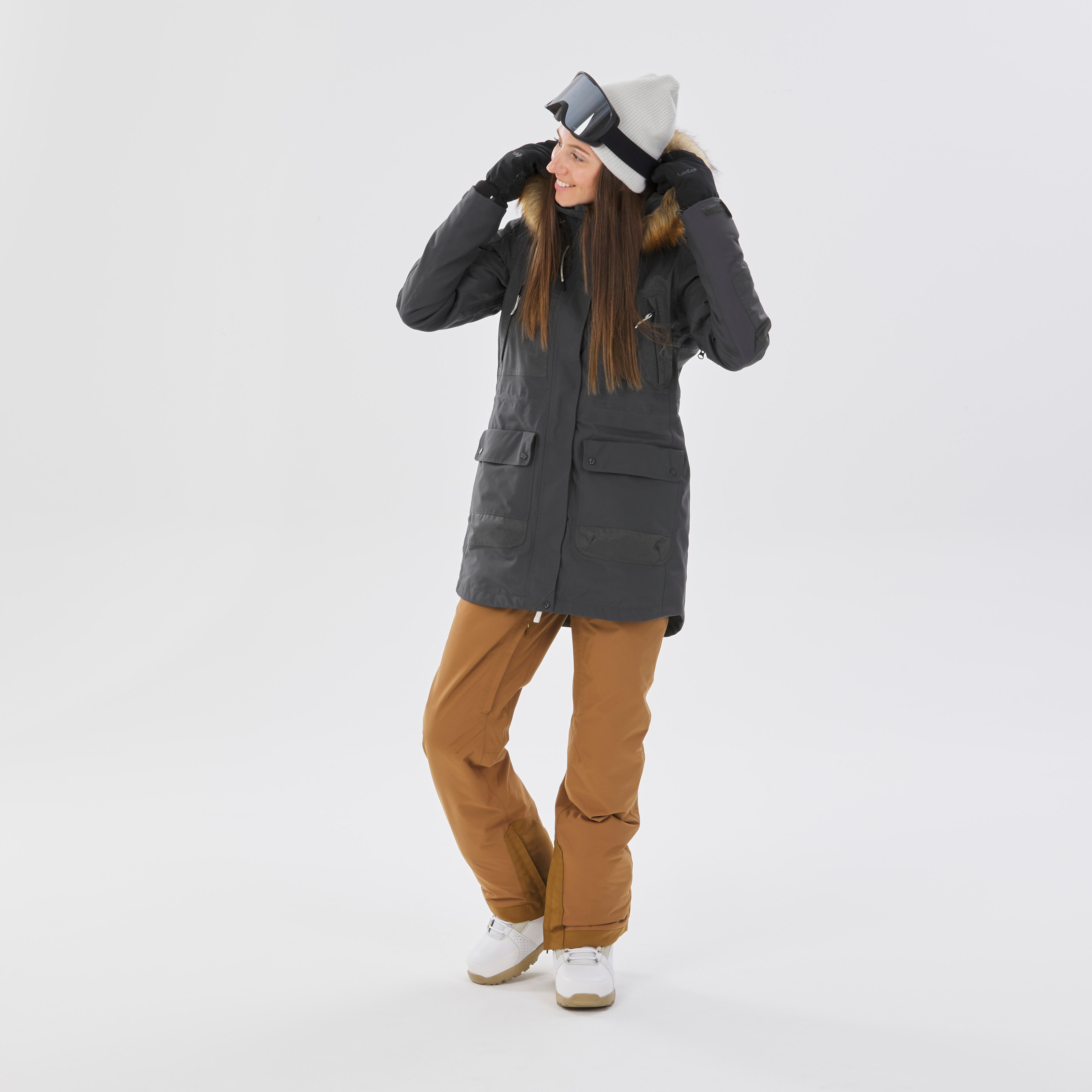 Skijacke Snowboardjacke Damen warm abriebfest – SNB 500 dunkelgrau