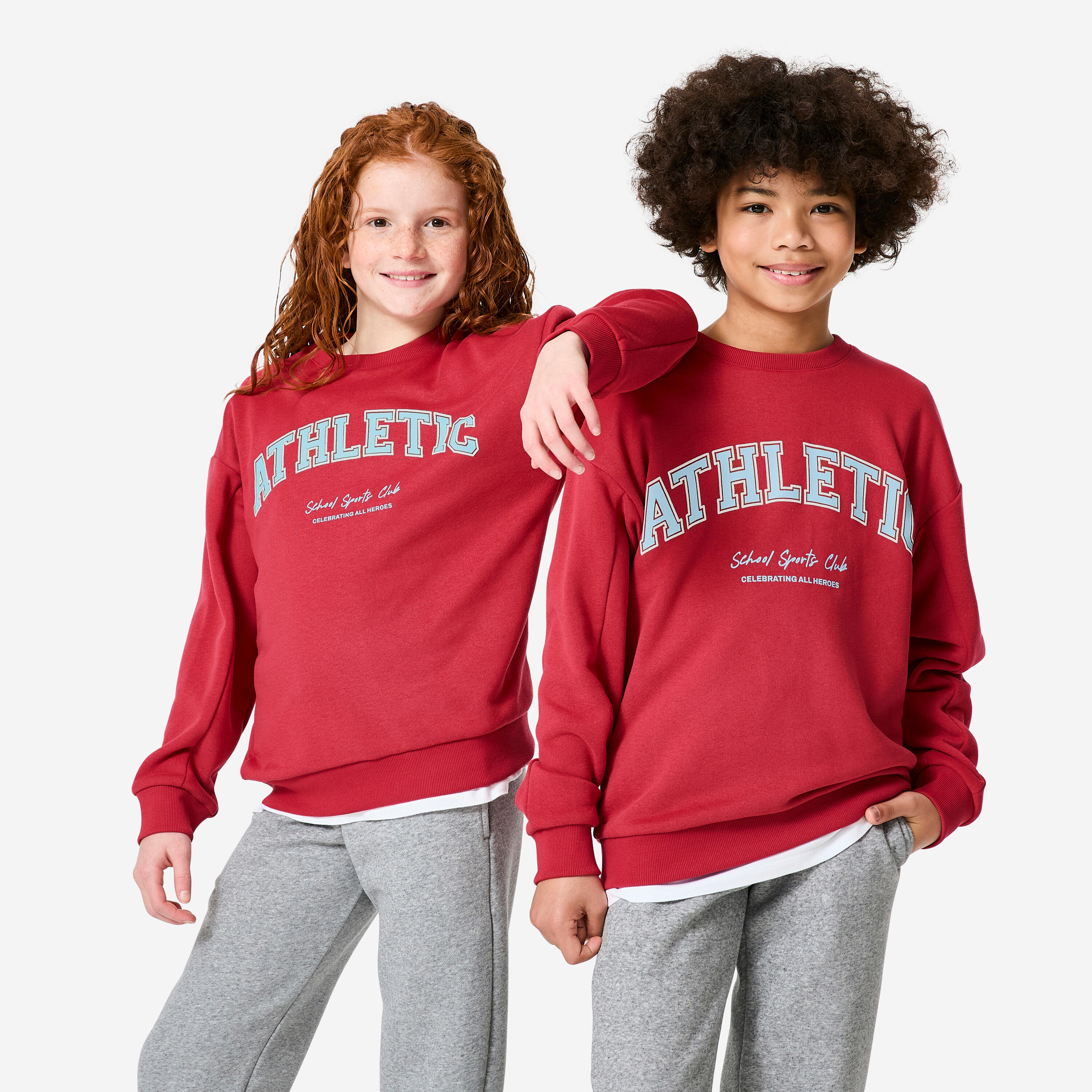 Sweatshirt Kinder Rundhals Molton warm – bedruckt rot