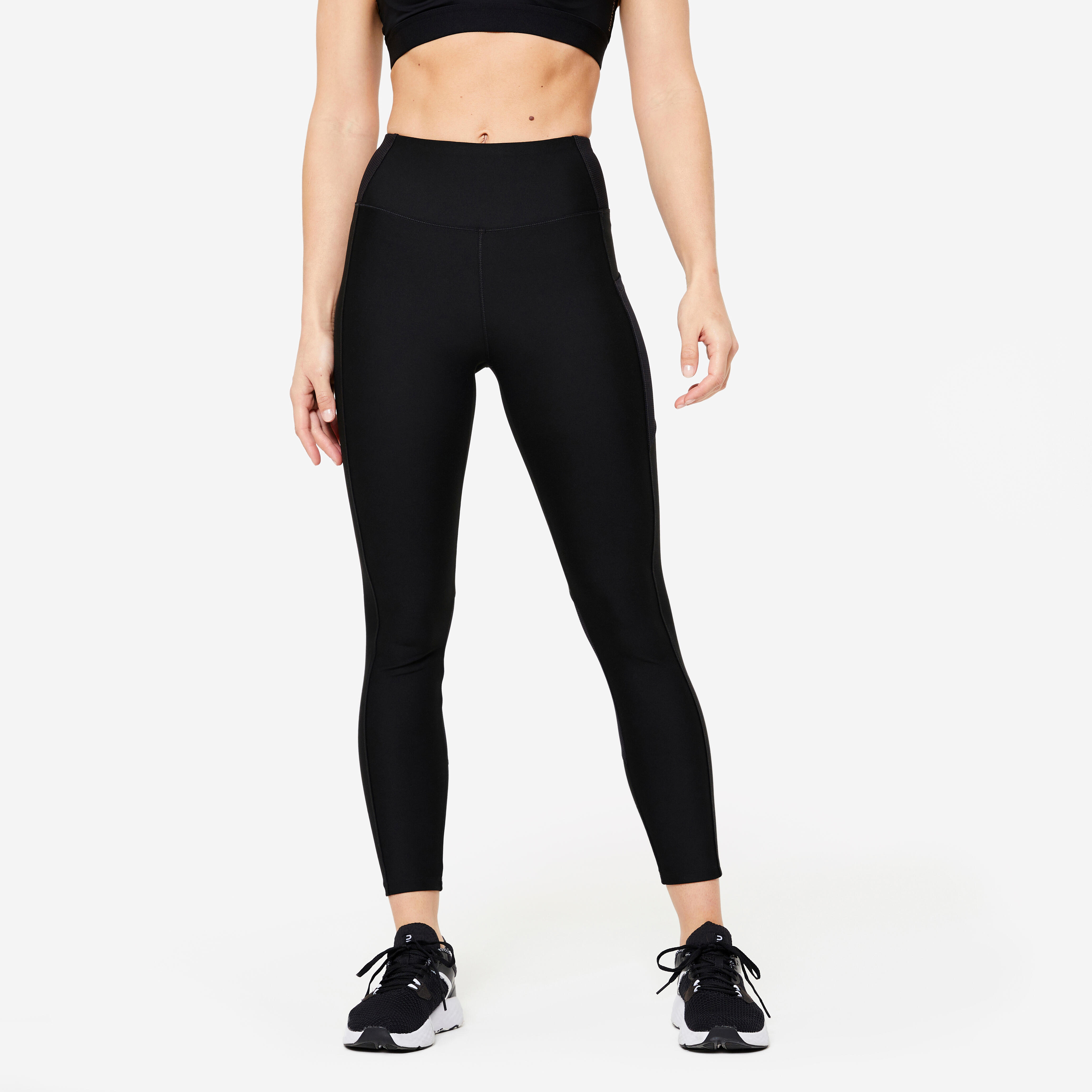 Leggings Damen mit Smartphonetasche atmungsaktiv – schwarz