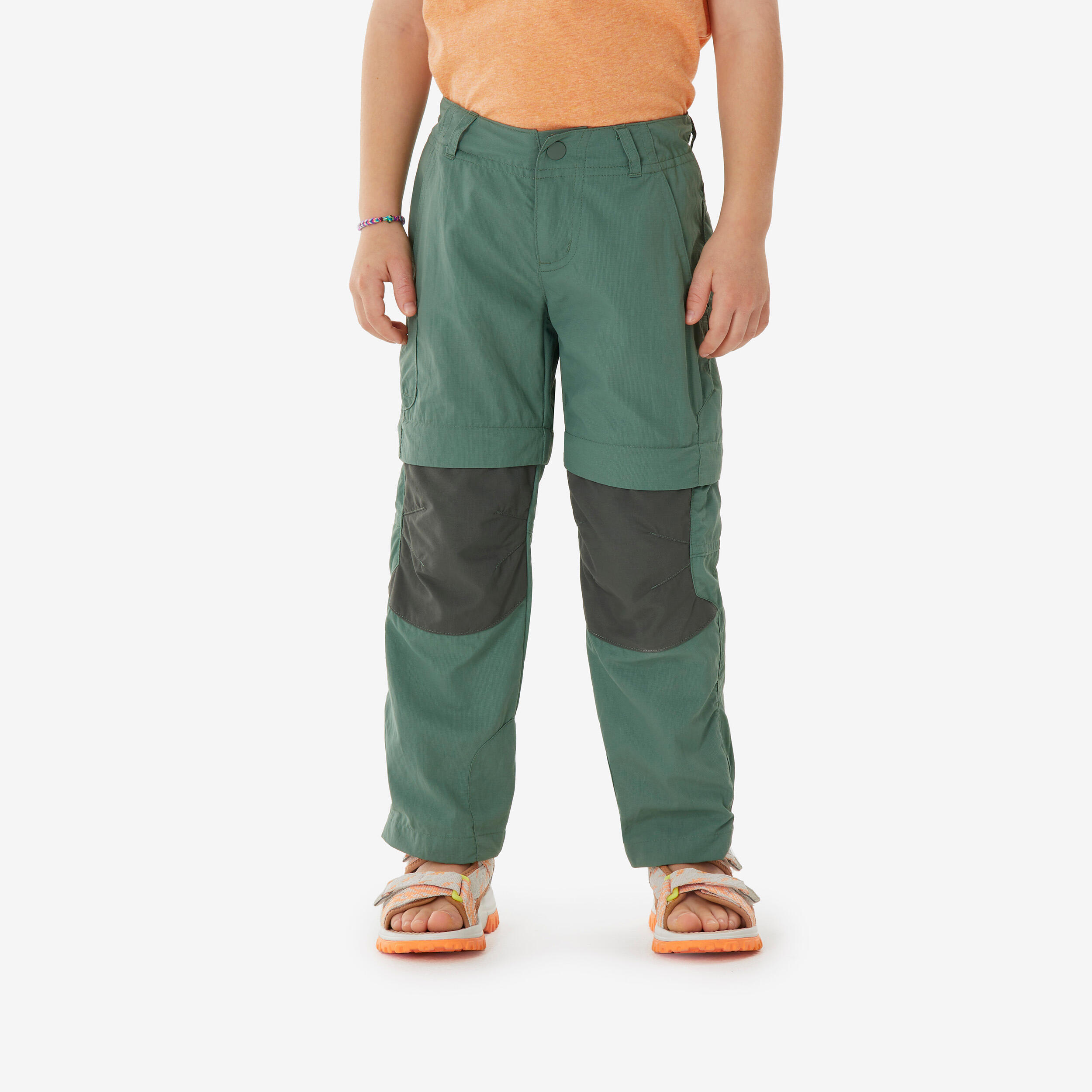 Wanderhose Zip-Off-Hose MH500 Kinder Gr. 92–122 dunkelgrün