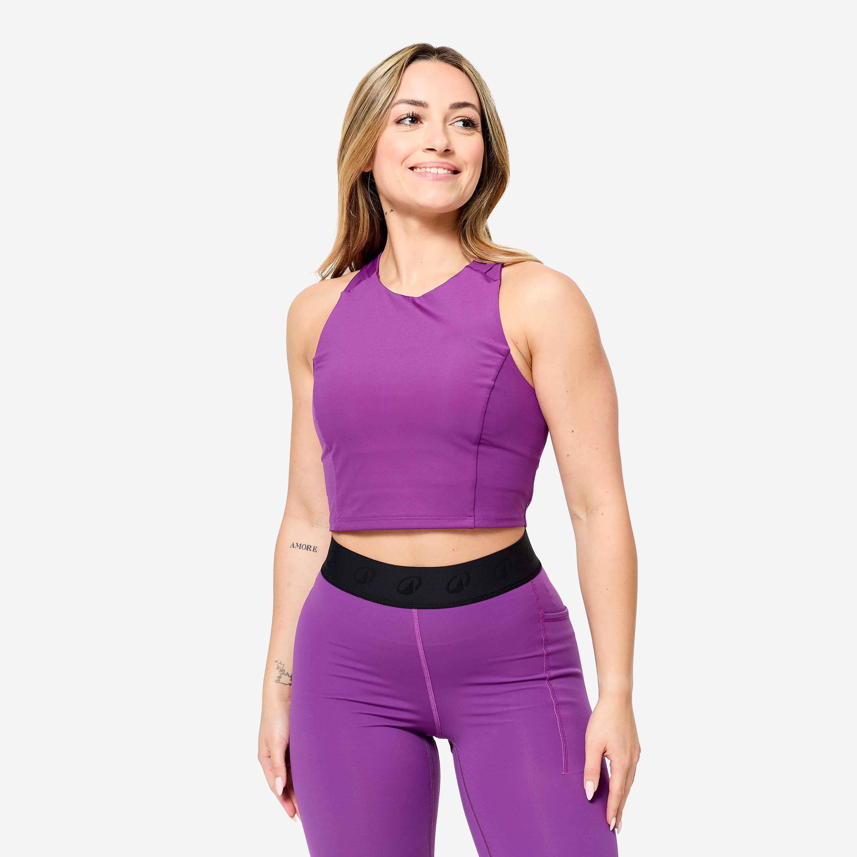 Crop Top Damen enganliegend – violett