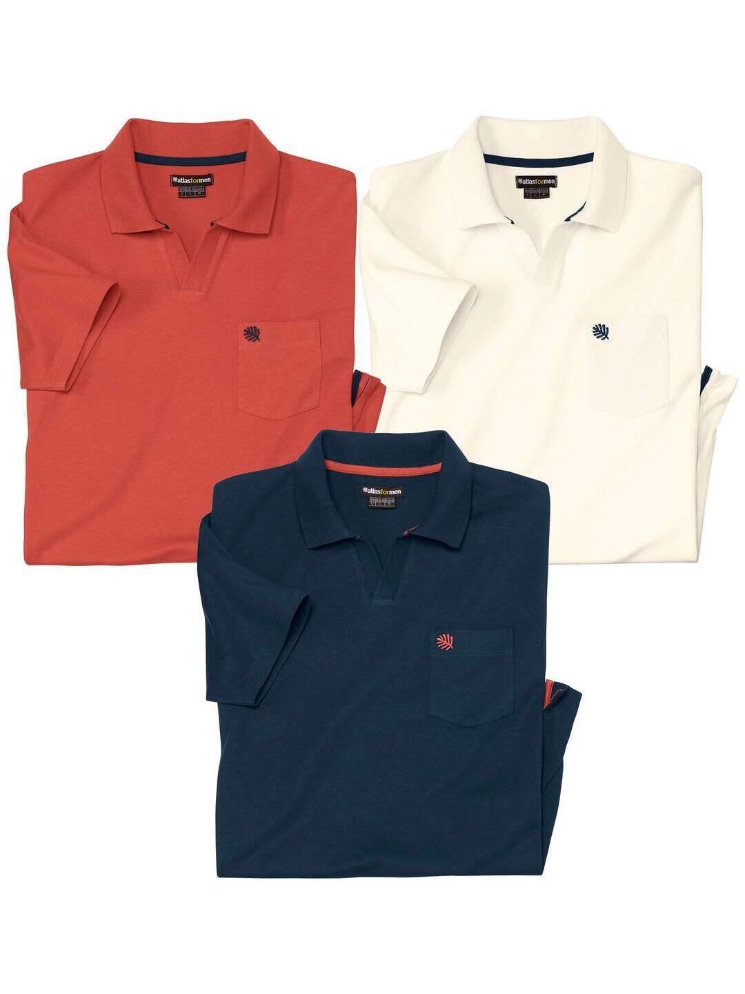 3er-Pack Poloshirts aus Baumwolle ohne Knöpfe