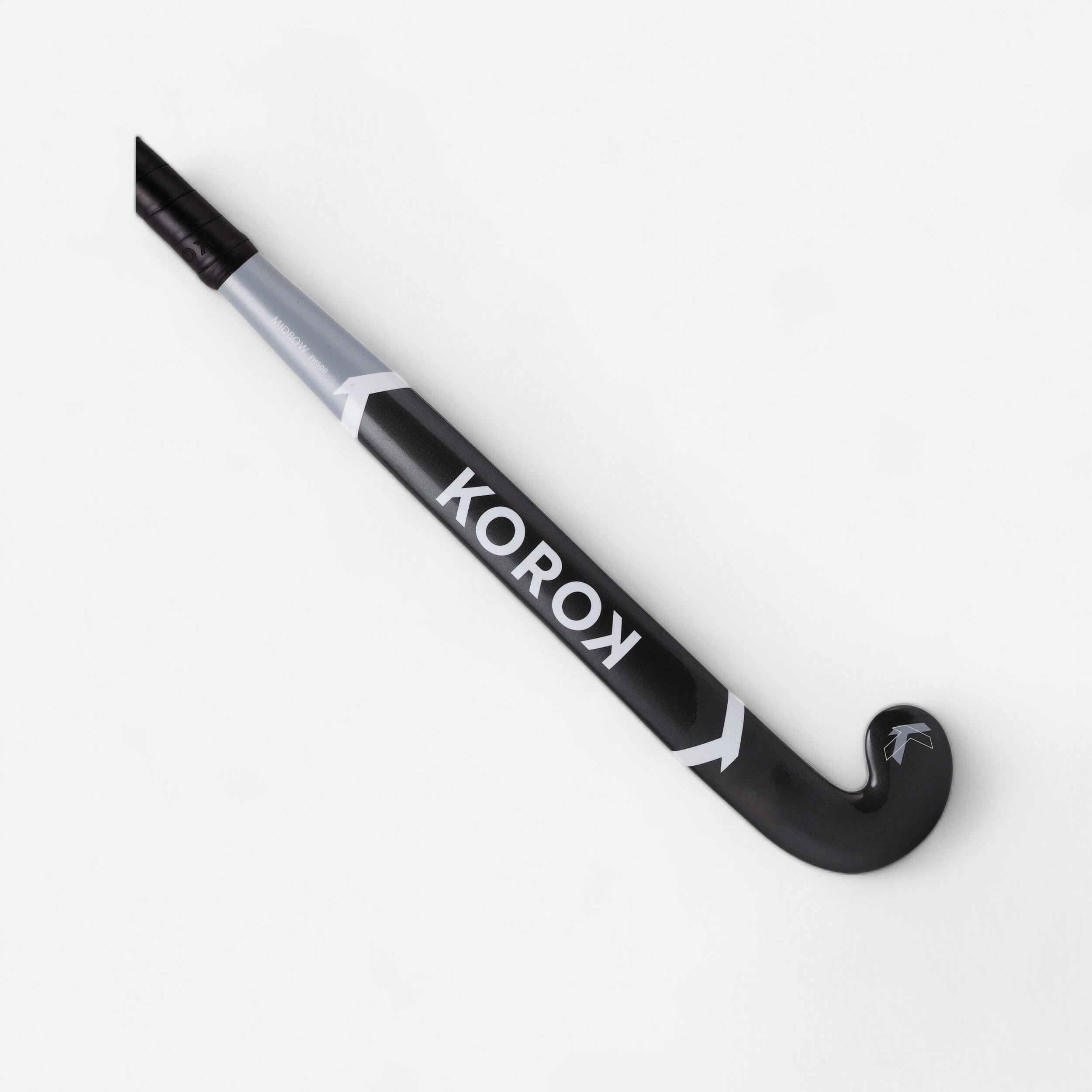 Hallenhockeyschläger FH500 Mid Bow 100 % Glasfaser Einsteiger Damen/Herren grau