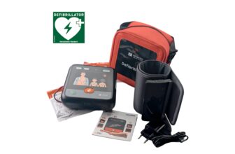 Metrax myPAD-M MedX5 Heimdefibrillator-Set für Senioren und Familien inkl. Bluetooth-Oberarm-Blutdruckmessgerät. Farbe: Schwarz/Grau, alternative Farbausführung je nach Verfügbarkeit möglich