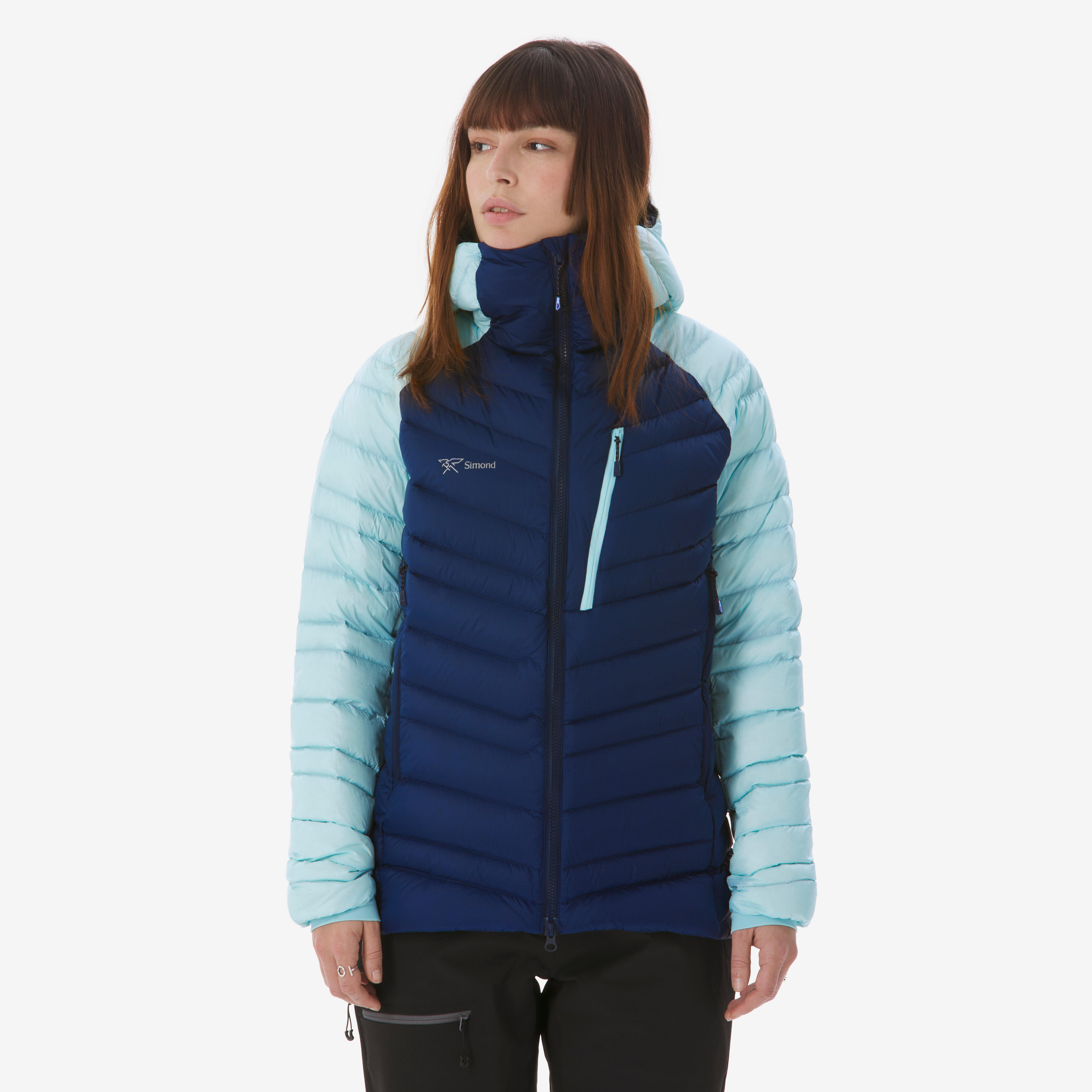 Damen Daunenjacke – Alpinism marineblau/hellblau