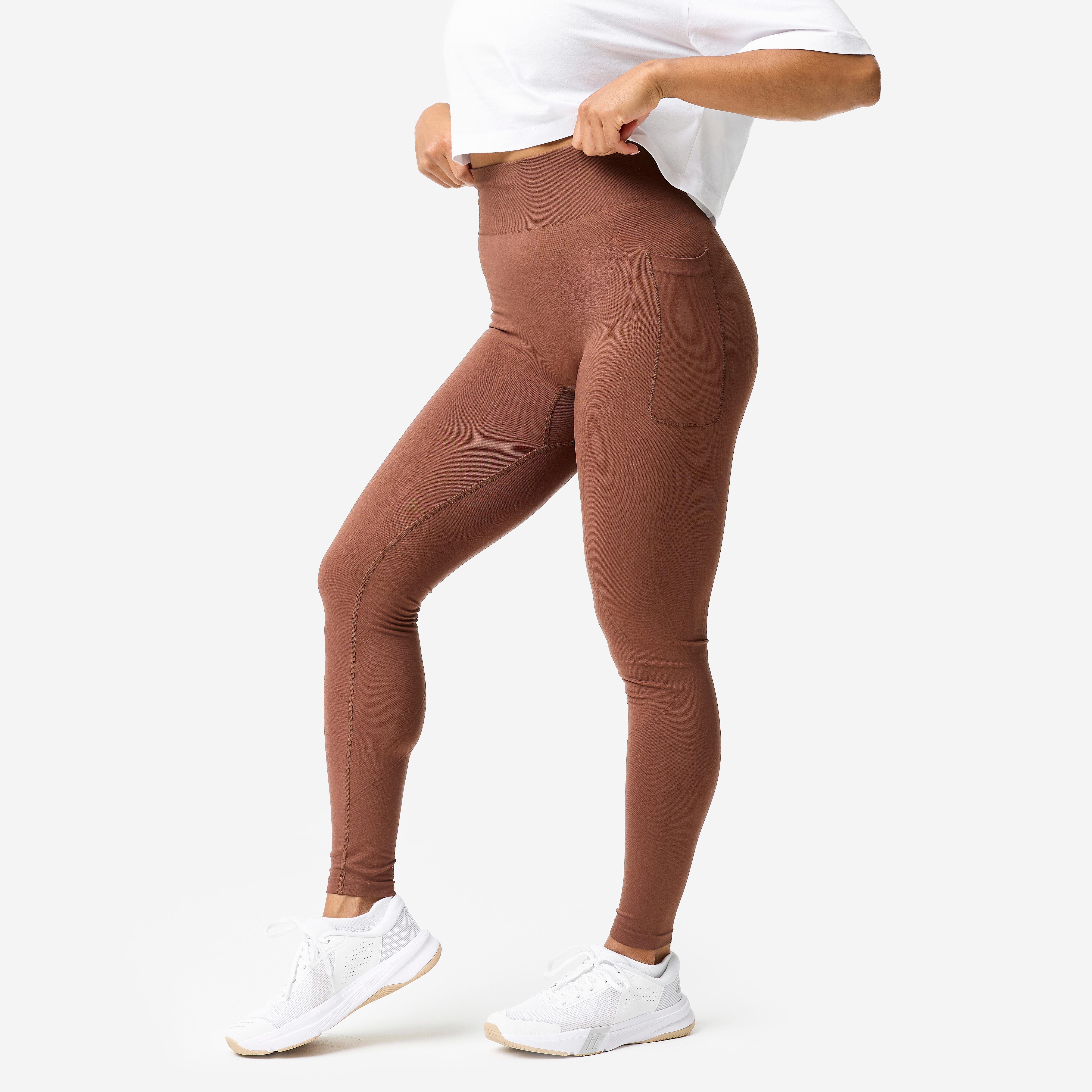 Leggings Damen nahtlos hohe Taille Scrunch-Effekt – braun
