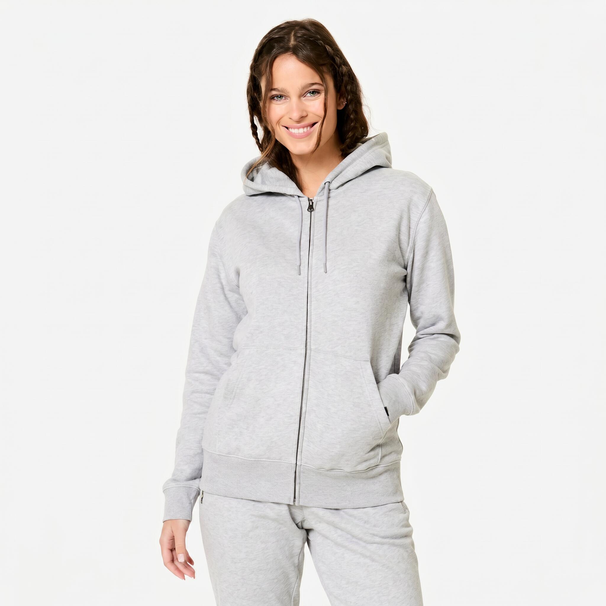 Kapuzenjacke Damen Sweatstoff – grau