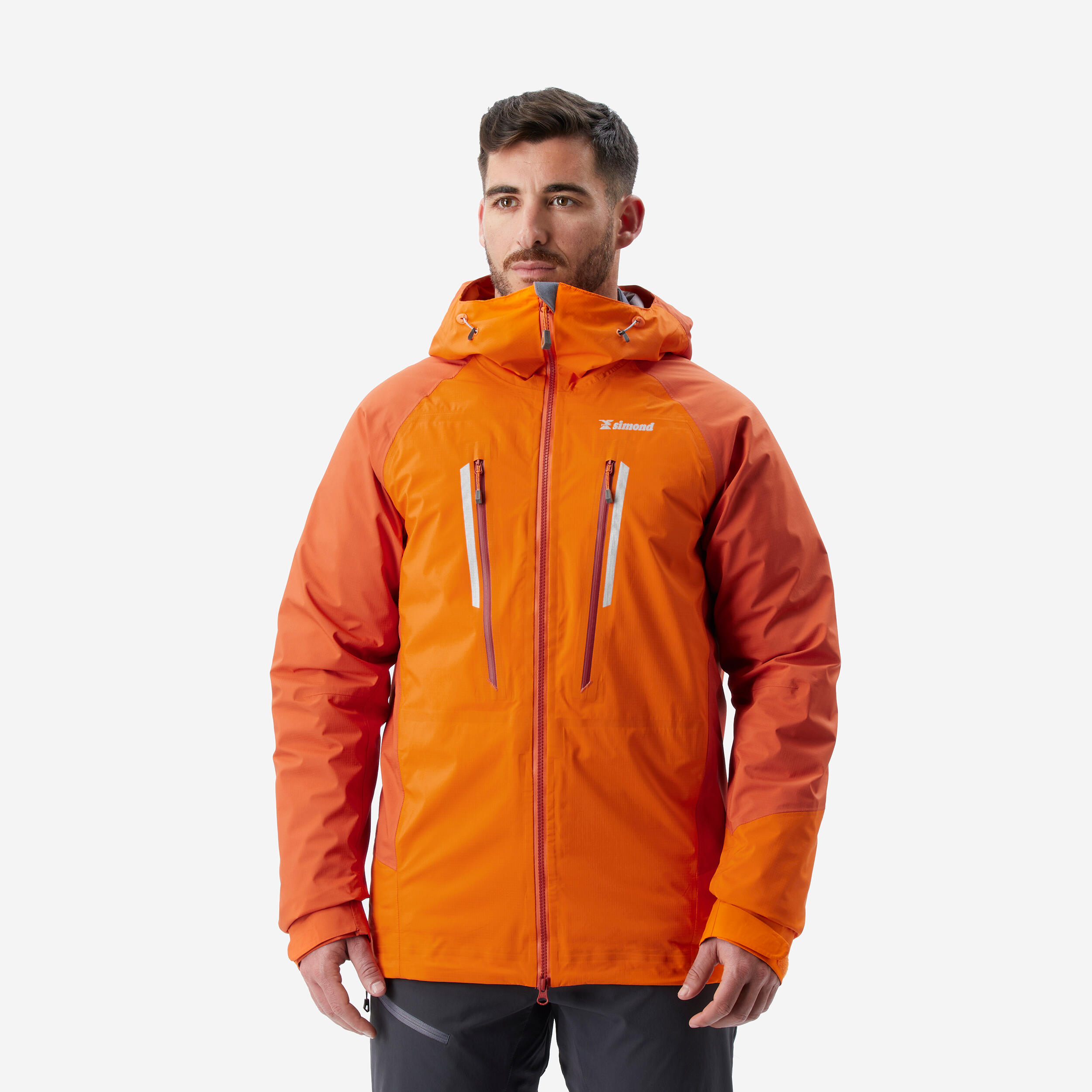 Herren Regenjacke Bergsteigen wasserdicht – Alpinism Light orange