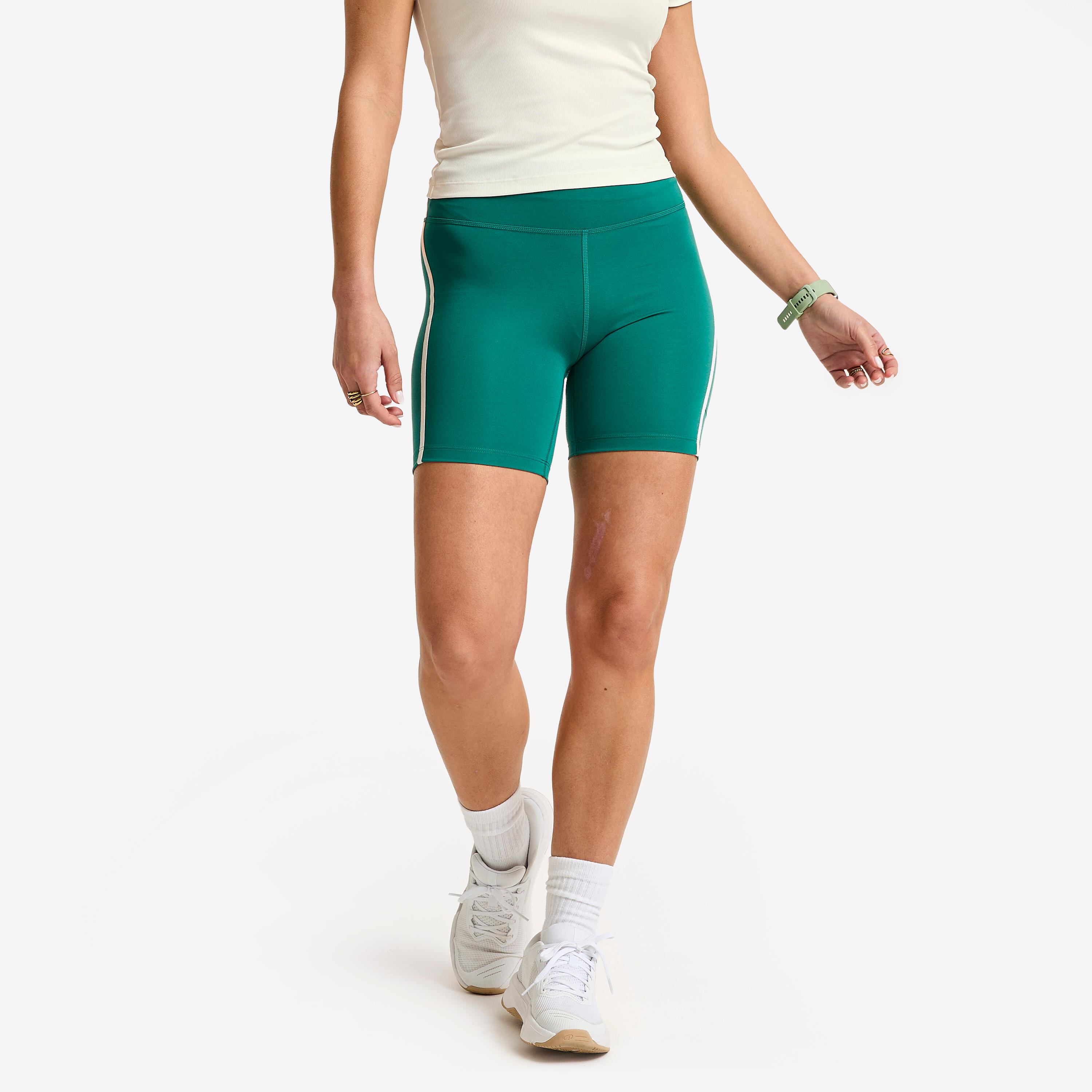 Radlerhose Damen Streifen – dunkelgrün