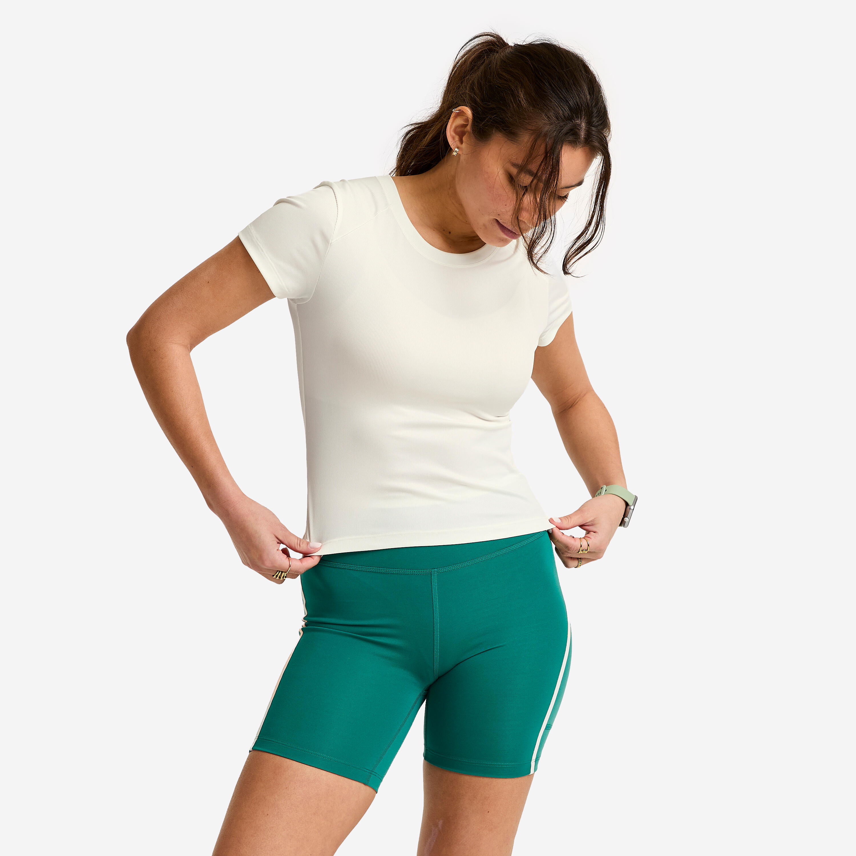 T-Shirt Damen gerippt – weiß