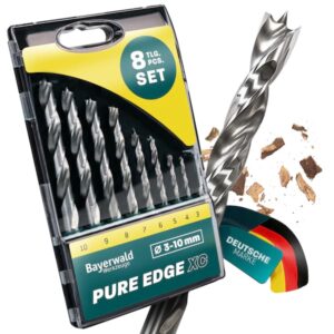HSS Bohrer Bayerwald Werkzeuge Pure Edge XC 8-tlg. Set 3-10 mm – Xtra Clean mit Brad Point Zentrierspitze