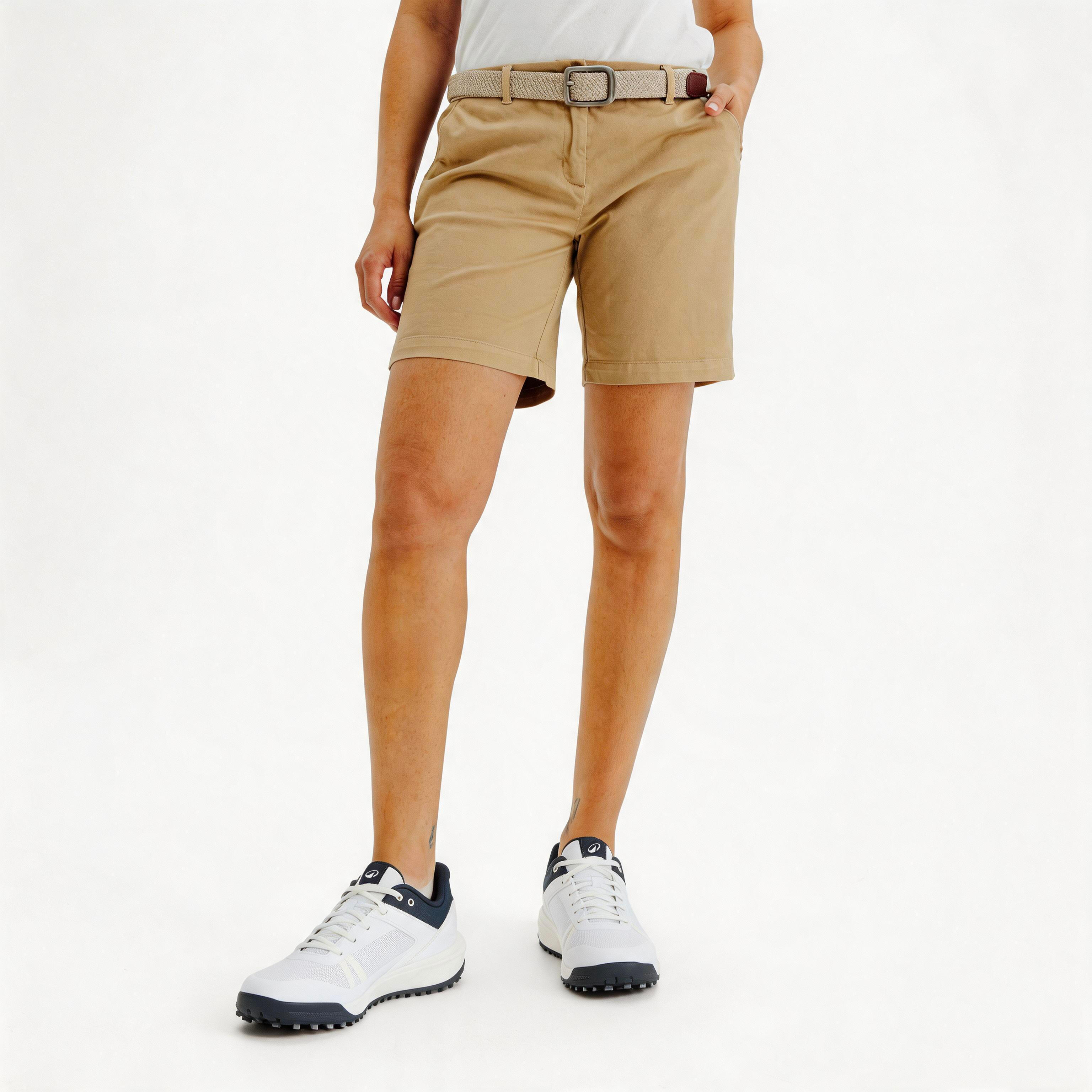 Damen Golf Shorts Baumwolle – MW500 beige
