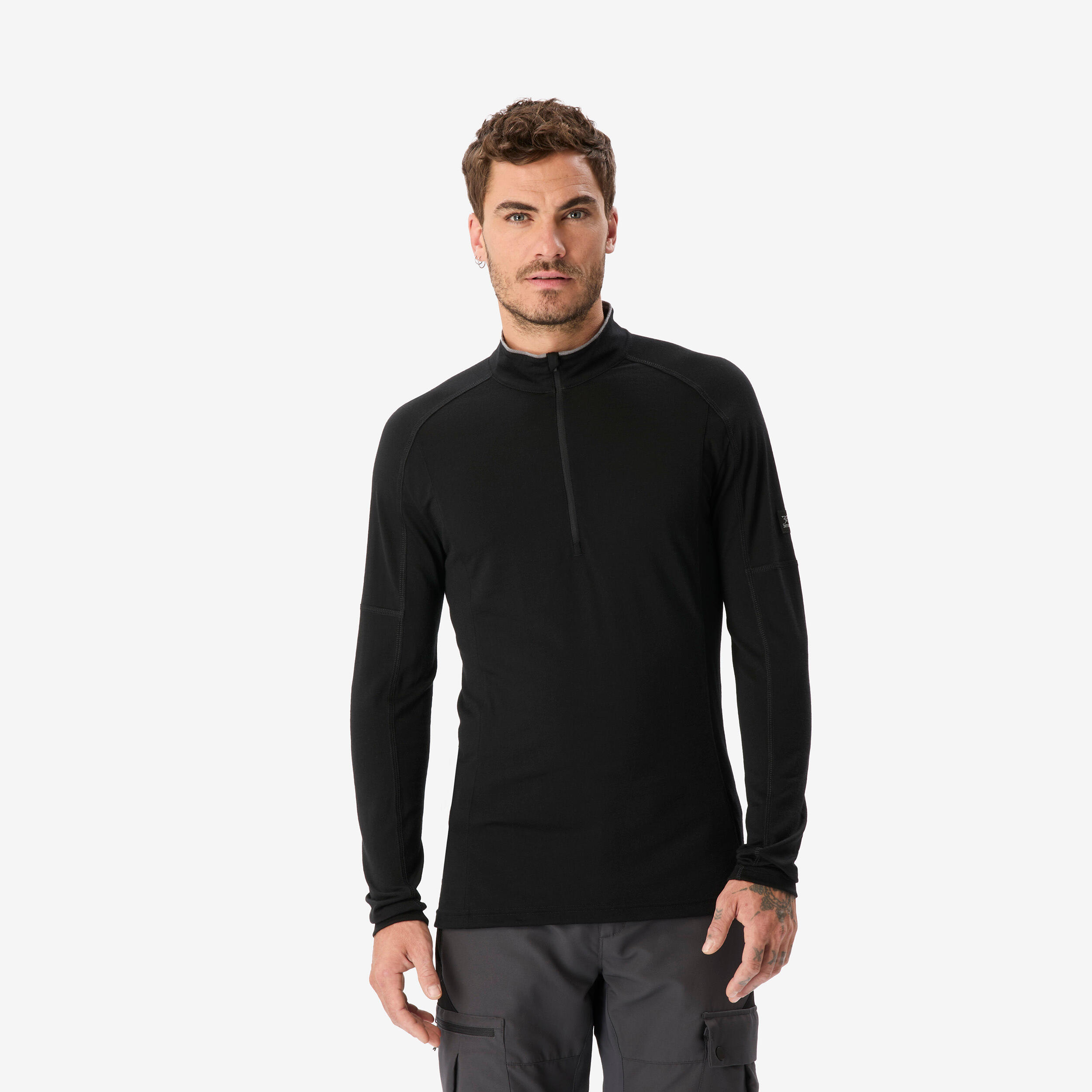 Merino Funktionsshirt Herren Zip – Resist schwarz