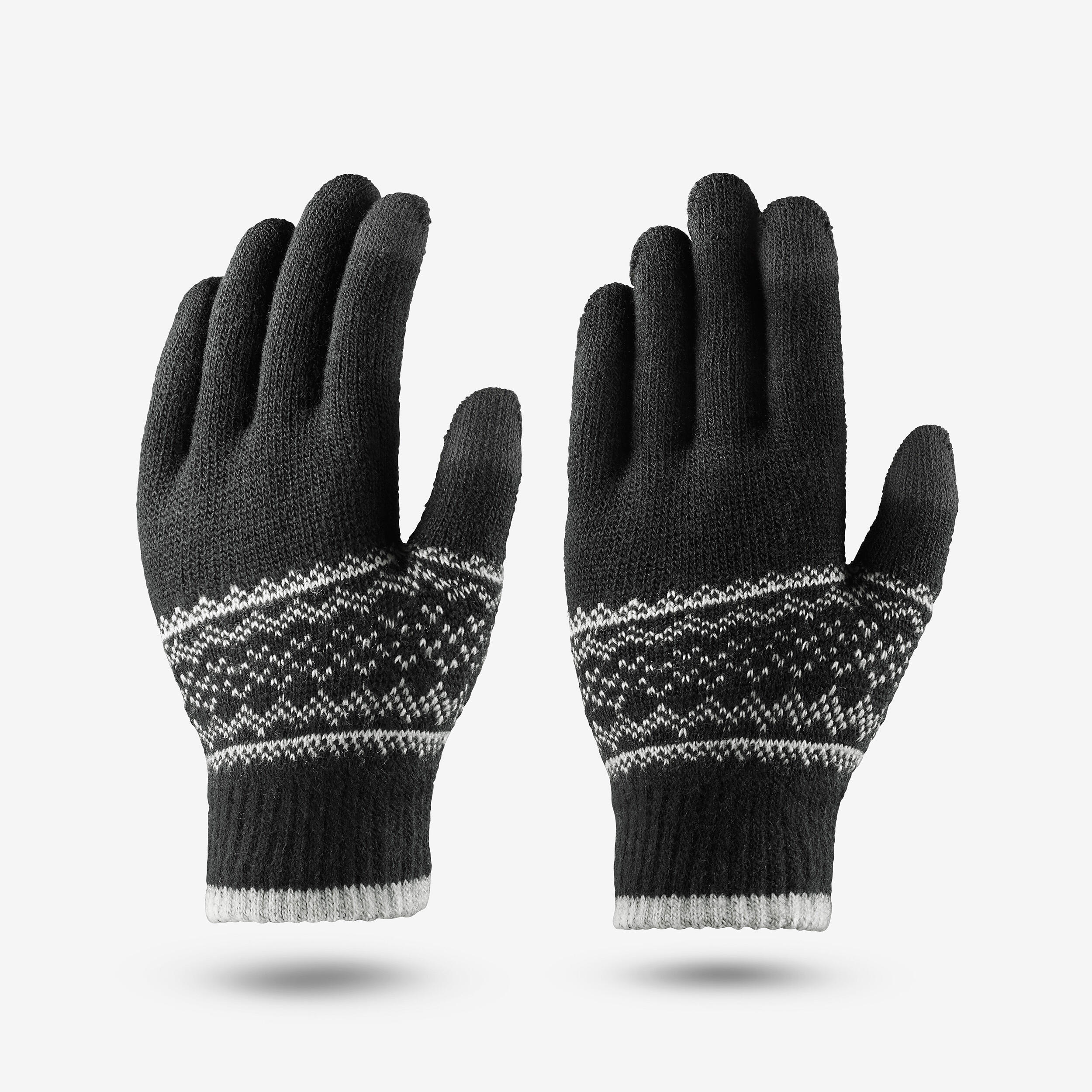Handschuhe Kinder Gr. 110–164 cm touchscreenfähig Strick – Hike100 grau/weiß