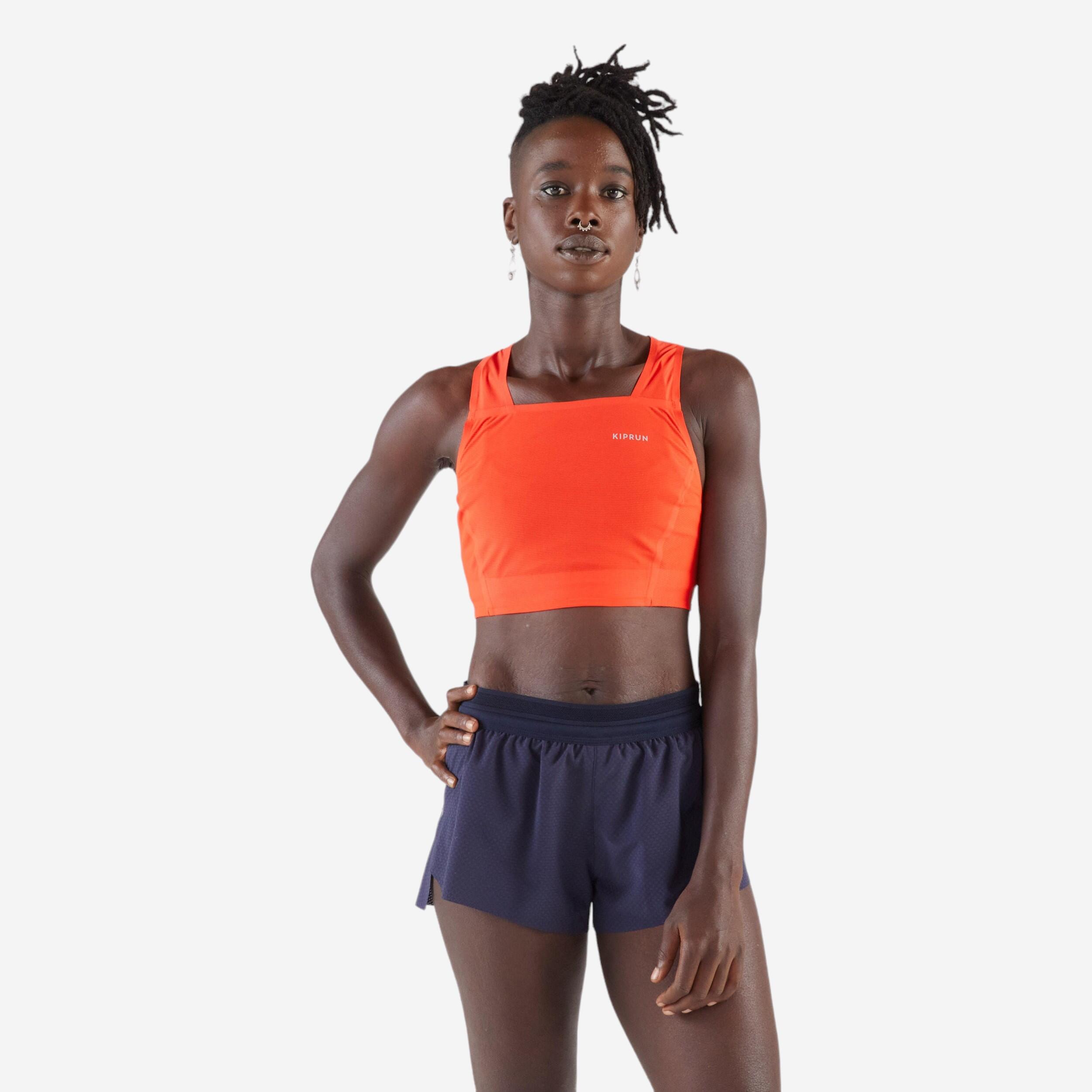 Lauf-Tanktop Crop Top Damen leicht – 900 Light Méline Rollin rot